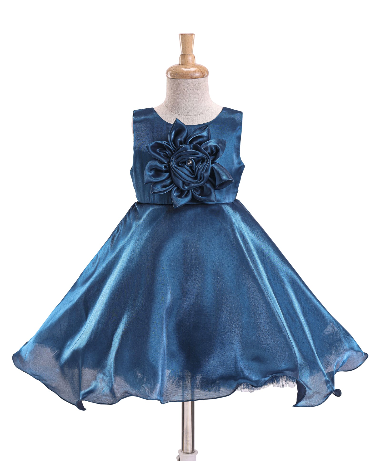 Bluebell Woven Sleeveless Party Dress with Floral Applique - Blue-image-43