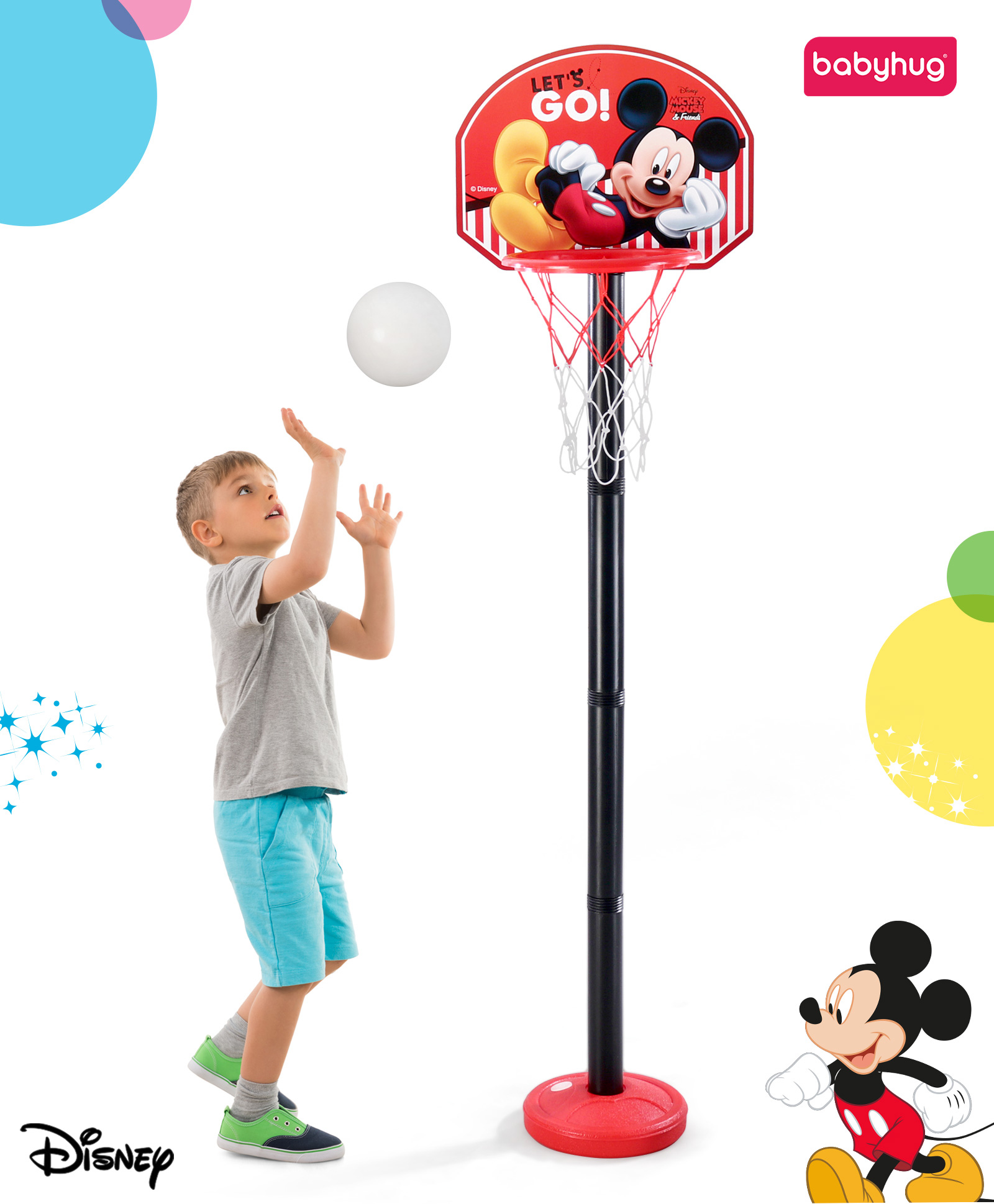 Babyhug Disney Mickey Printed Basketball Play Set - Red