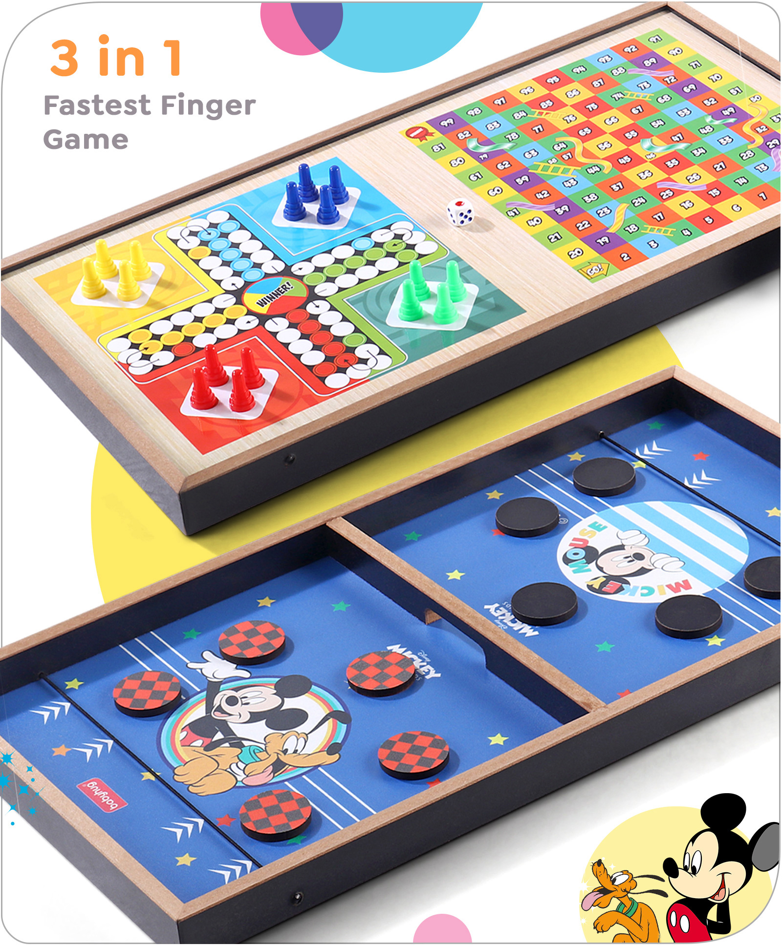 Babyhug Disney Mickey & Friends Theme 3 in 1Fastest Finger Game - Brown