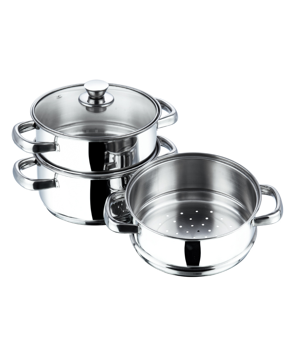 Vinod Stainless Steel 3 Tier Steamer/Momo/Modak Maker with Glass Lid - 18 cm (Induction Friendly)-image-31