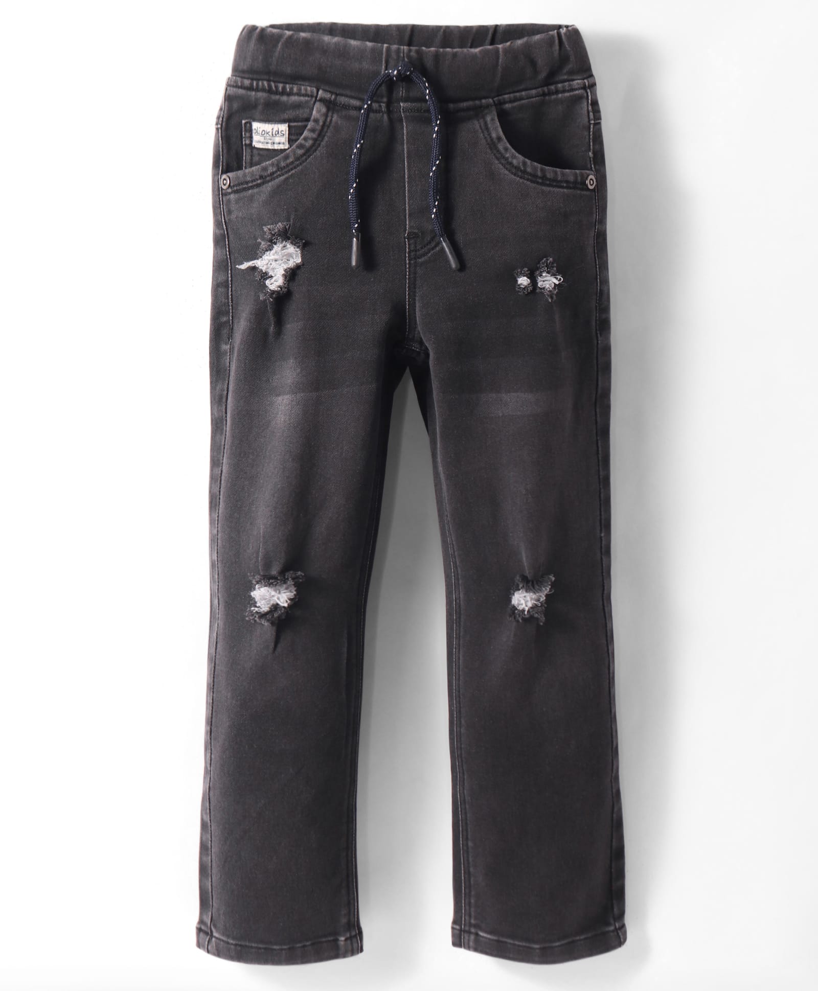 Olio Kids Denim Full Length Distress Jeans - Black-picture-18