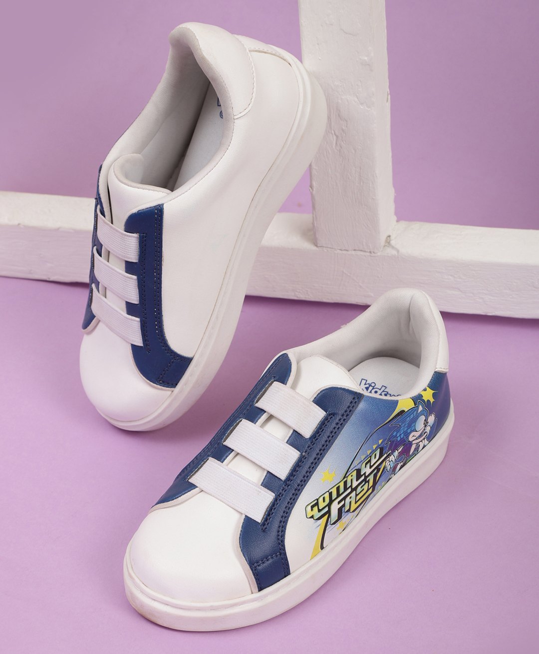 Kidsville Sonic Featuring Hedgehog Printed Slip On Shoes -Blue & White-image-5