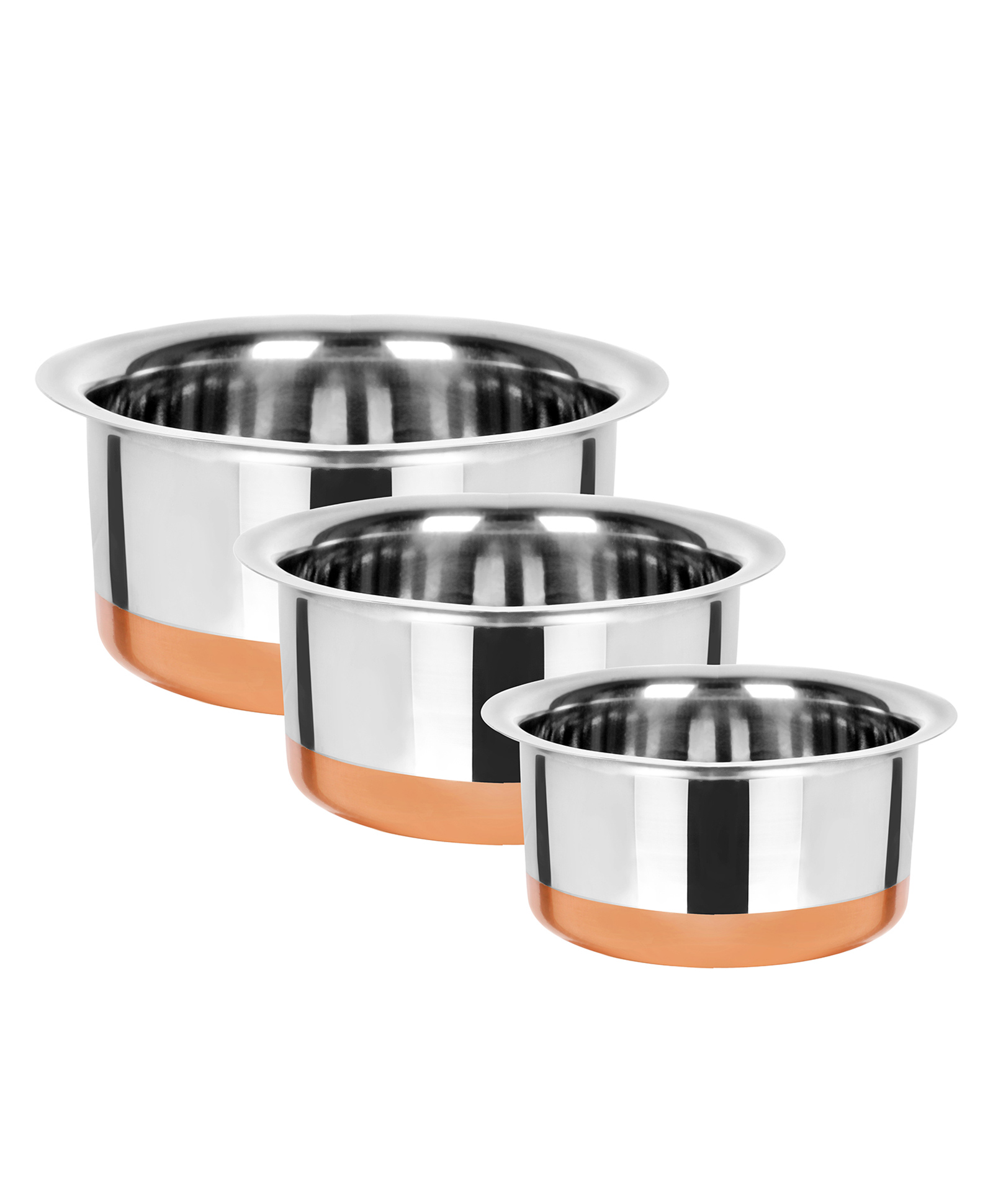 Omega Stainless Steel Copper Bottom Tope/Patila - Set of 3 (1.1 Litre, 1.5 Litre, 2 Litre)-image-33