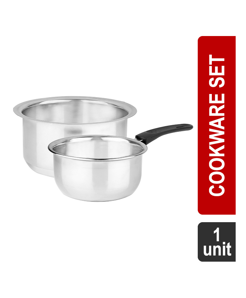 Omega Stainless Steel Flat Bottom Cookware - Set of 2 (Tope- 1L, Saucepan- 1.3L)-image-37