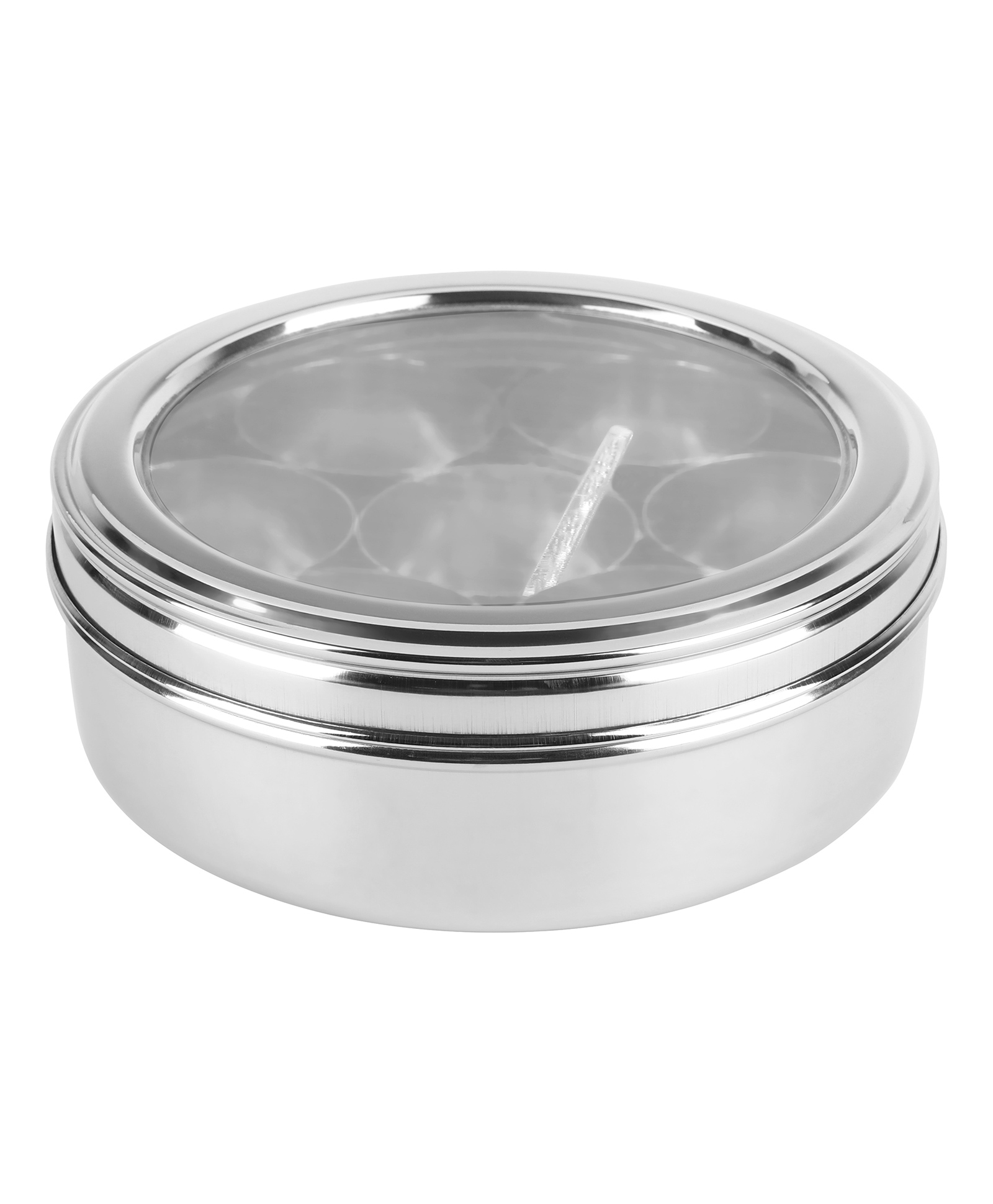 Omega Stainless Steel Masala/Spice Box w/See Thru Lid, 7 Containers & Spoon- 2L (12")-image-47