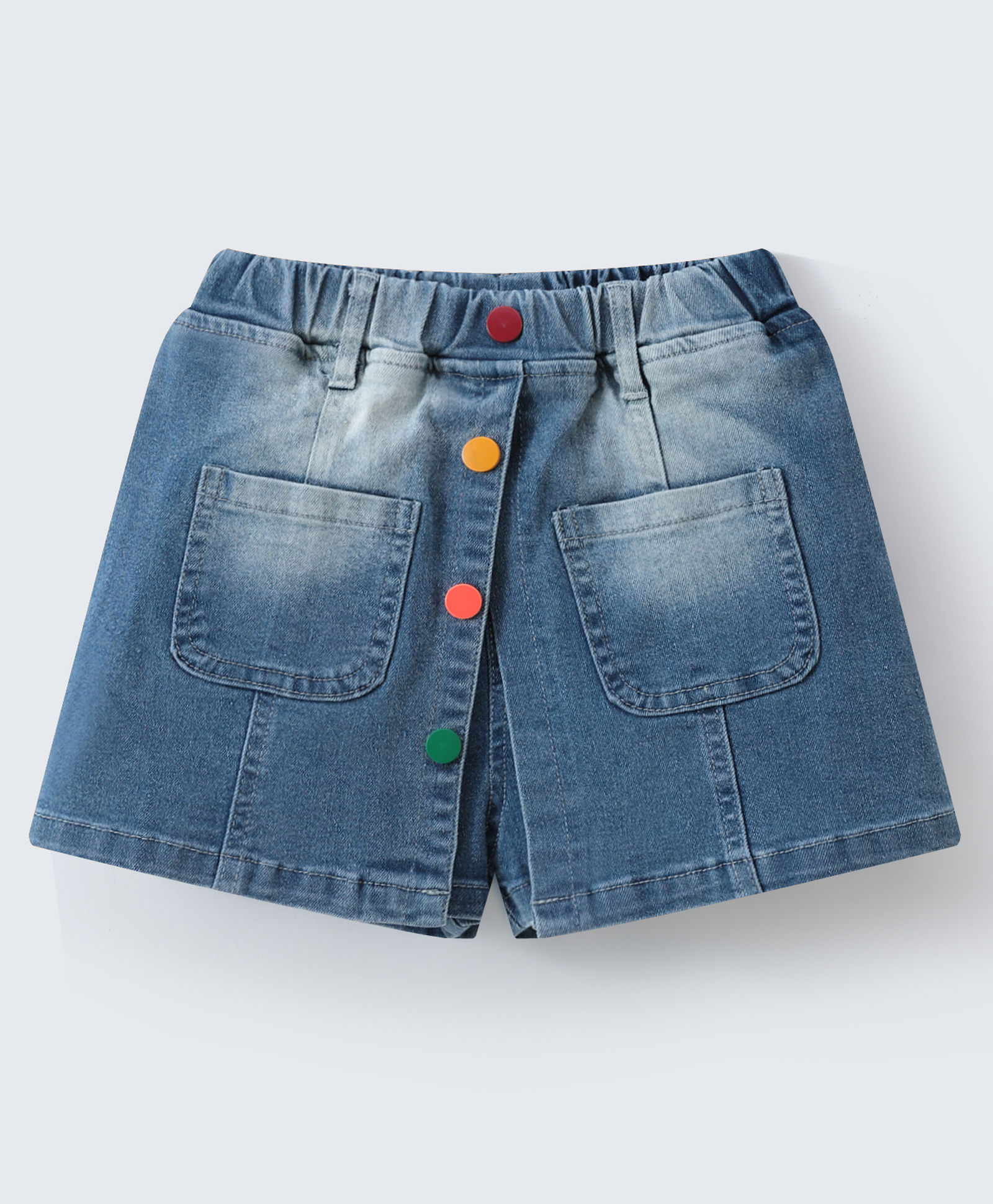 Mark & Mia Denim Washed Shorts with Buttons - Navy Blue-picture-32