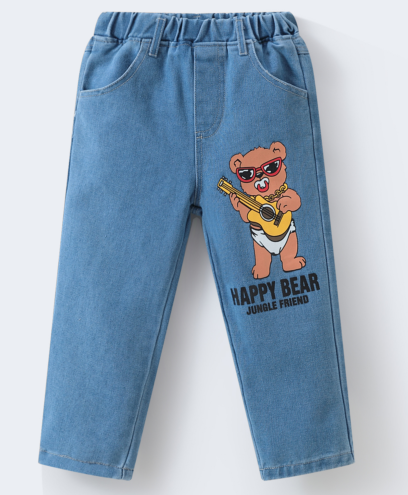 Mark & Mia Denim Full Length Washed Jeans with Animal Print - Blue-picture-35