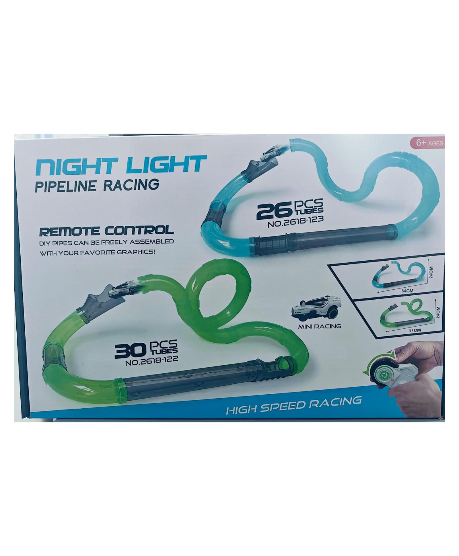Sanjary Pipeline Racing Set 26-Piece Track with Remote-Controlled Car for High-Speed Racing Fun for kids color design may vary-image-3