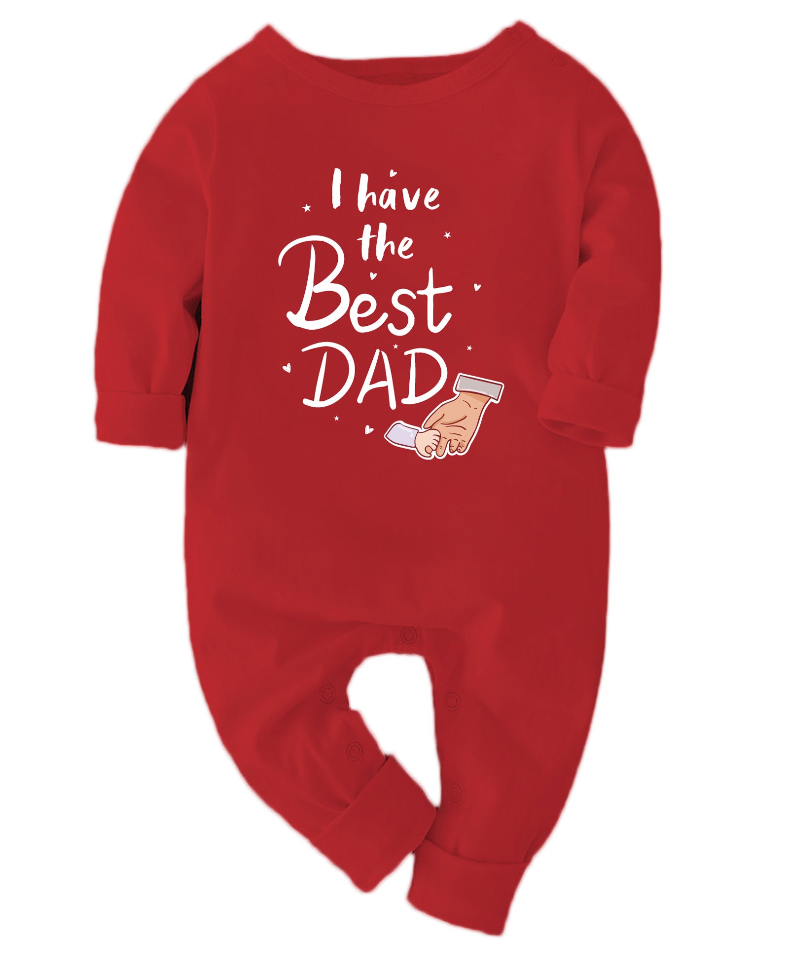 Zeezeezoo Family Theme 100% Cotton Full Sleeves I Have The Best Dad Text Printed Romper - Red-picture-47