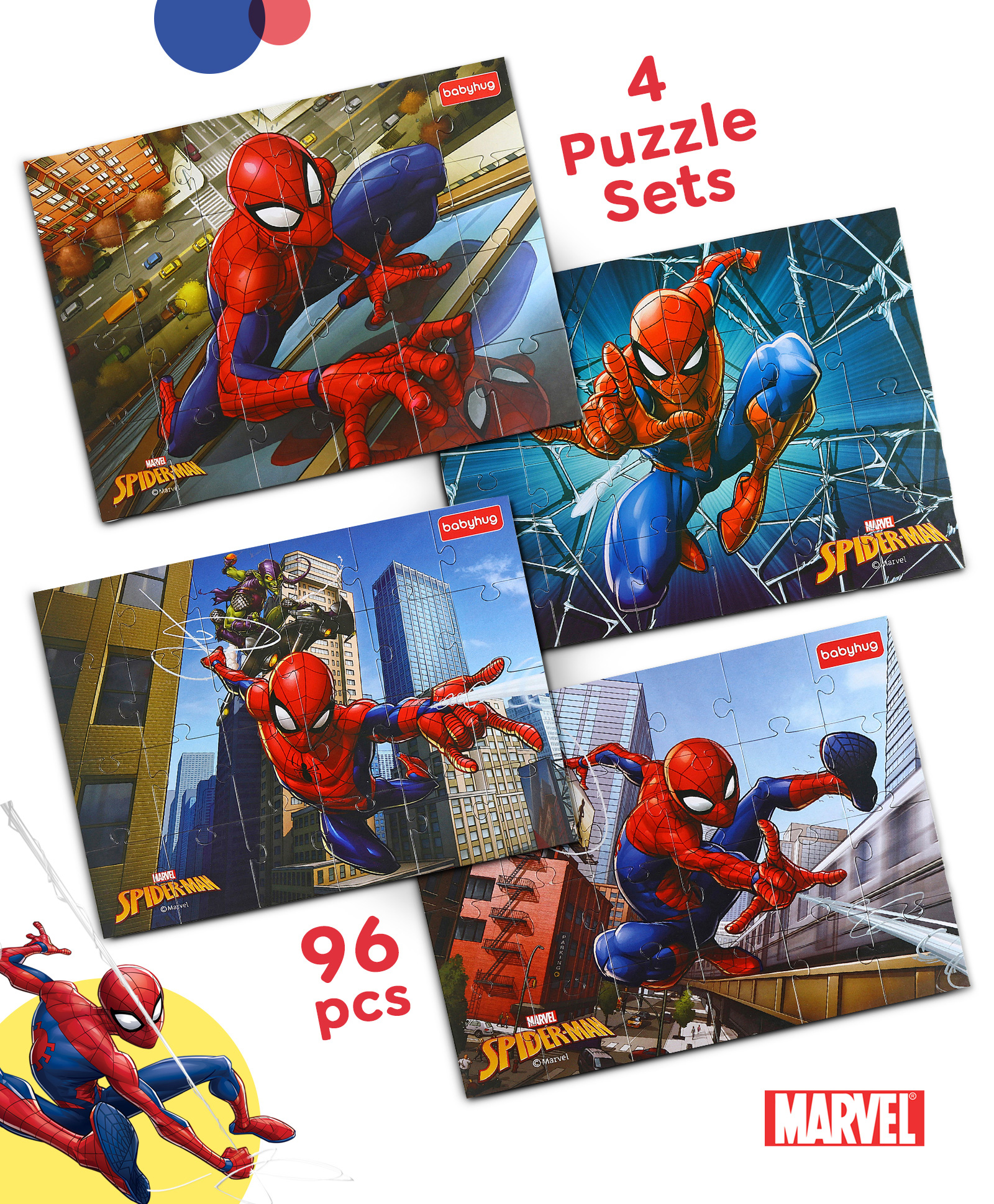 Babyhug Disney 4 in 1 Spider Man Jigsaw Puzzle Red - 96 Pieces-picture-27