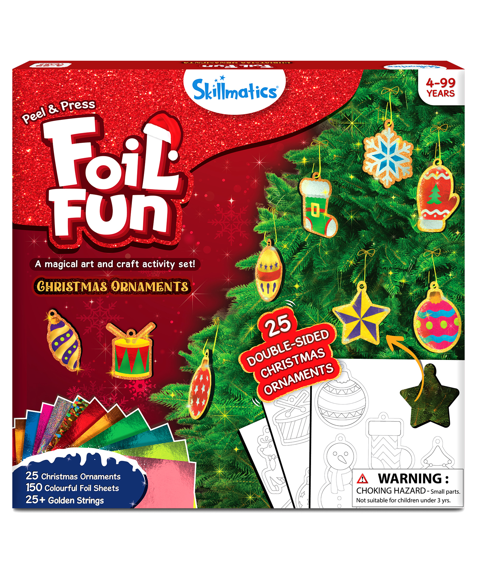Skillmatics Art & Craft Activity - Foil Fun Christmas Ornaments, Mess-Free Art for Kids, Festive Holiday Craft Kits, DIY Decor Creative Activity, Gifts for Girls & Boys Ages 4, 5, 6, 7, 8, 9, and Up-picture-4