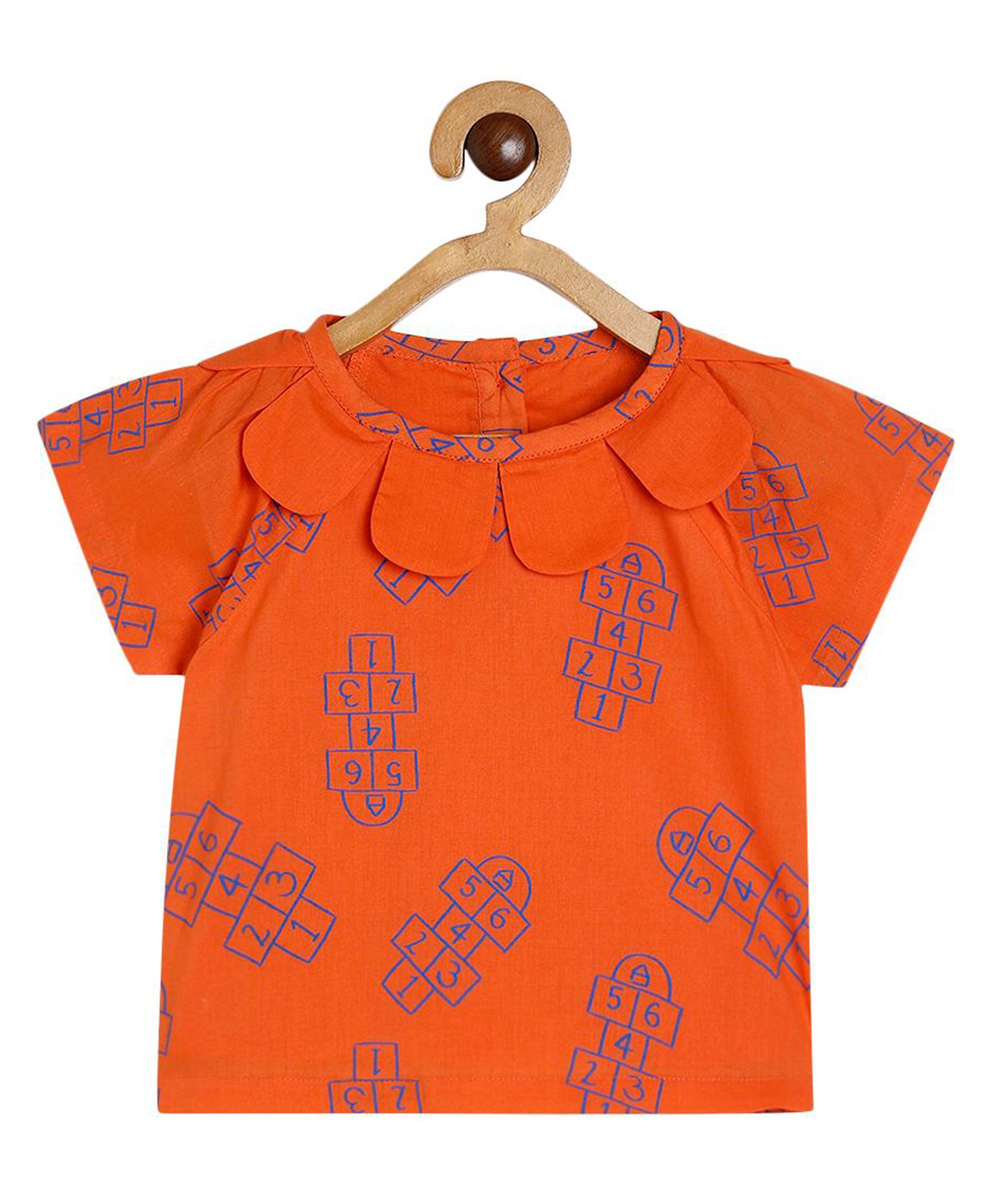 MINI KLUB Cotton Half Sleeves Numerical Printed Top - Orange-picture-41