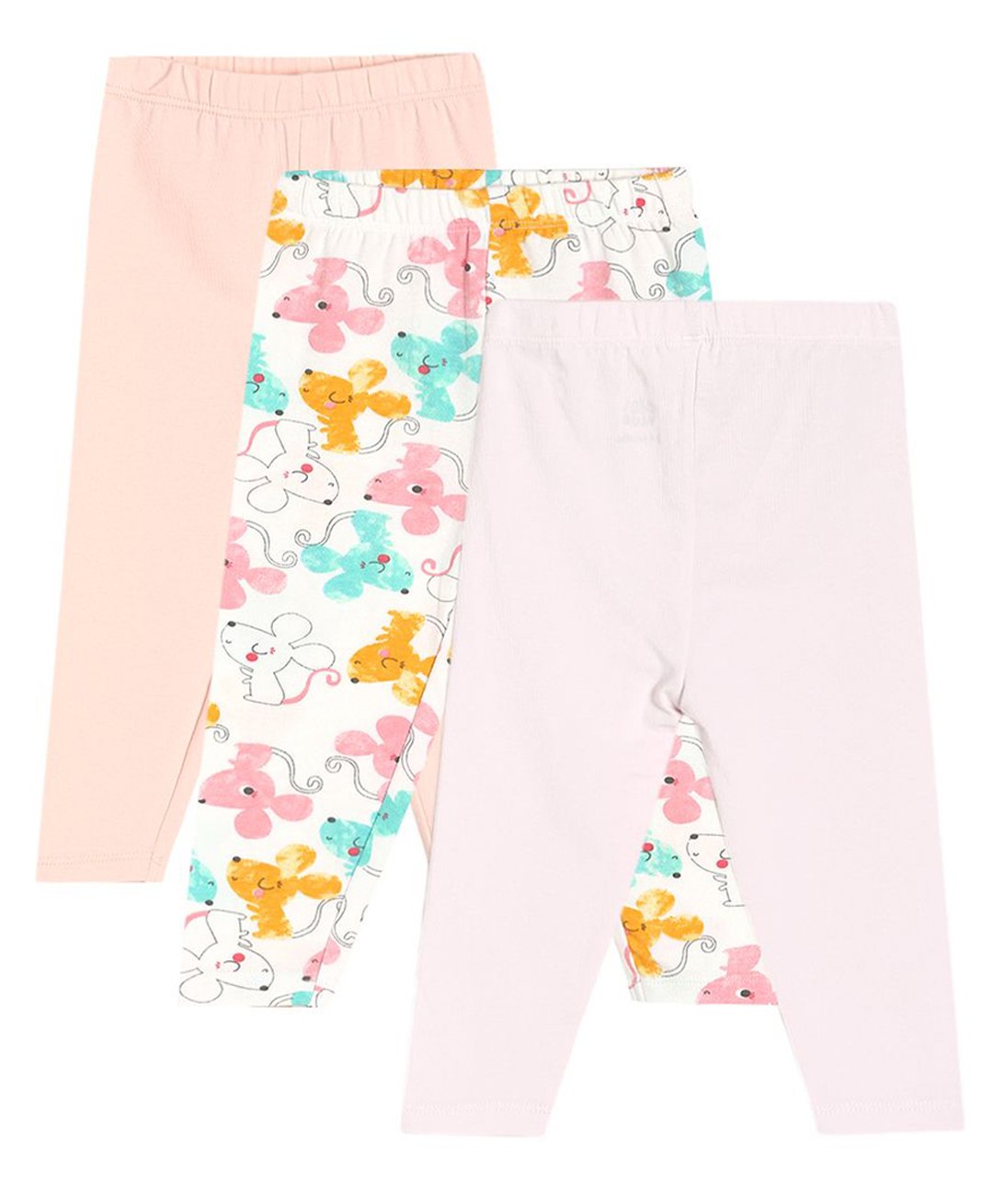 MINI KLUB Pack Of 3 Mouse Printed & Solid Leggings - Multi Colour-picture-19