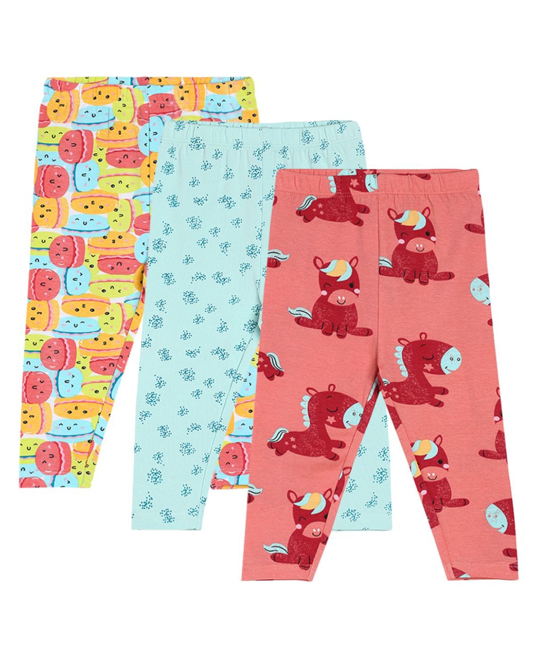 MINI KLUB Pack Of 3 Burger & Animal Printed Leggings - Multi Colour-picture-41