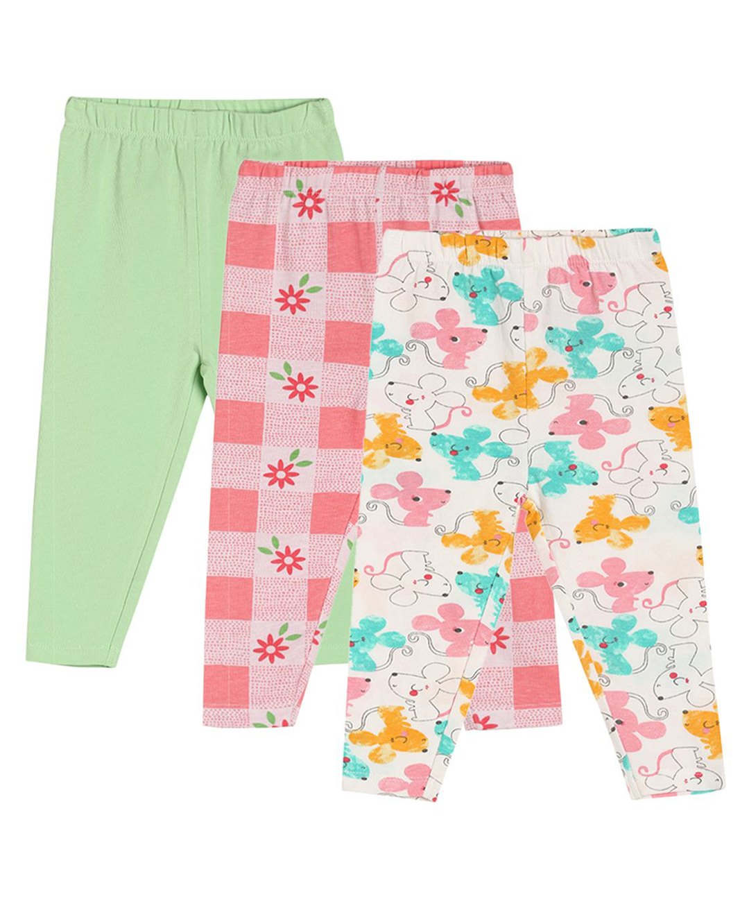 MINI KLUB Pack Of 3 Mouse & Floral Printed Leggings - Multi Colour-picture-33