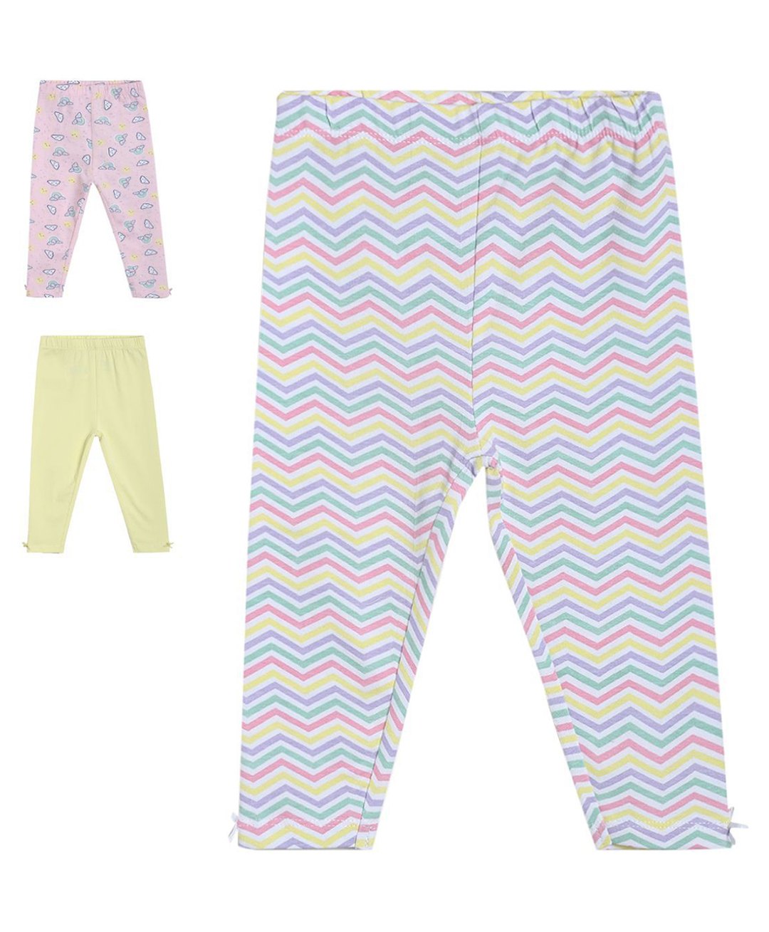 MINI KLUB Pack Of 3 Striped & Rainbow Printed Leggings - Multi Colour-picture-35