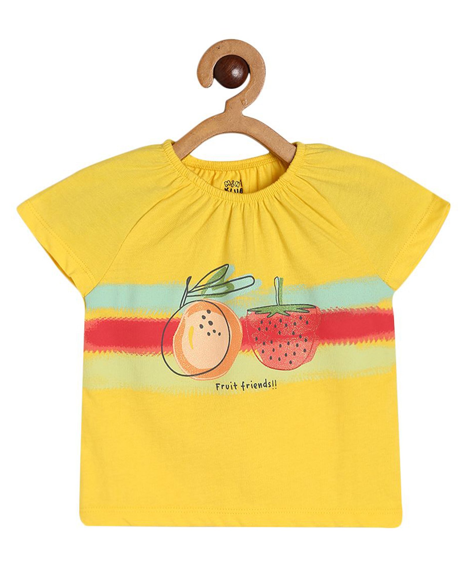 MINI KLUB Cotton Cap Sleeves Fruits Printed Top - Yellow-picture-33