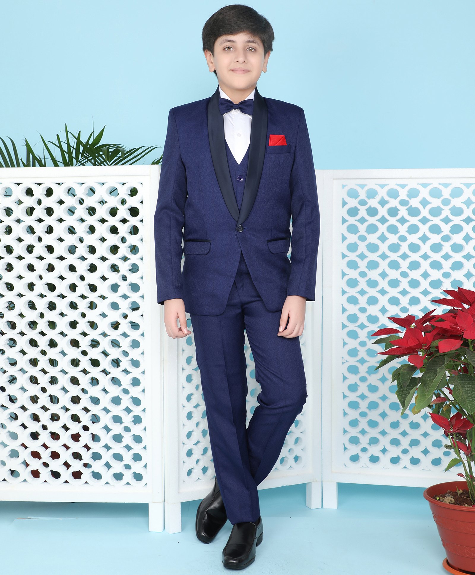Jeet Ethnics Full Sleeves Solid 4 Piece Party Suit Set - Navy Blue-picture-15