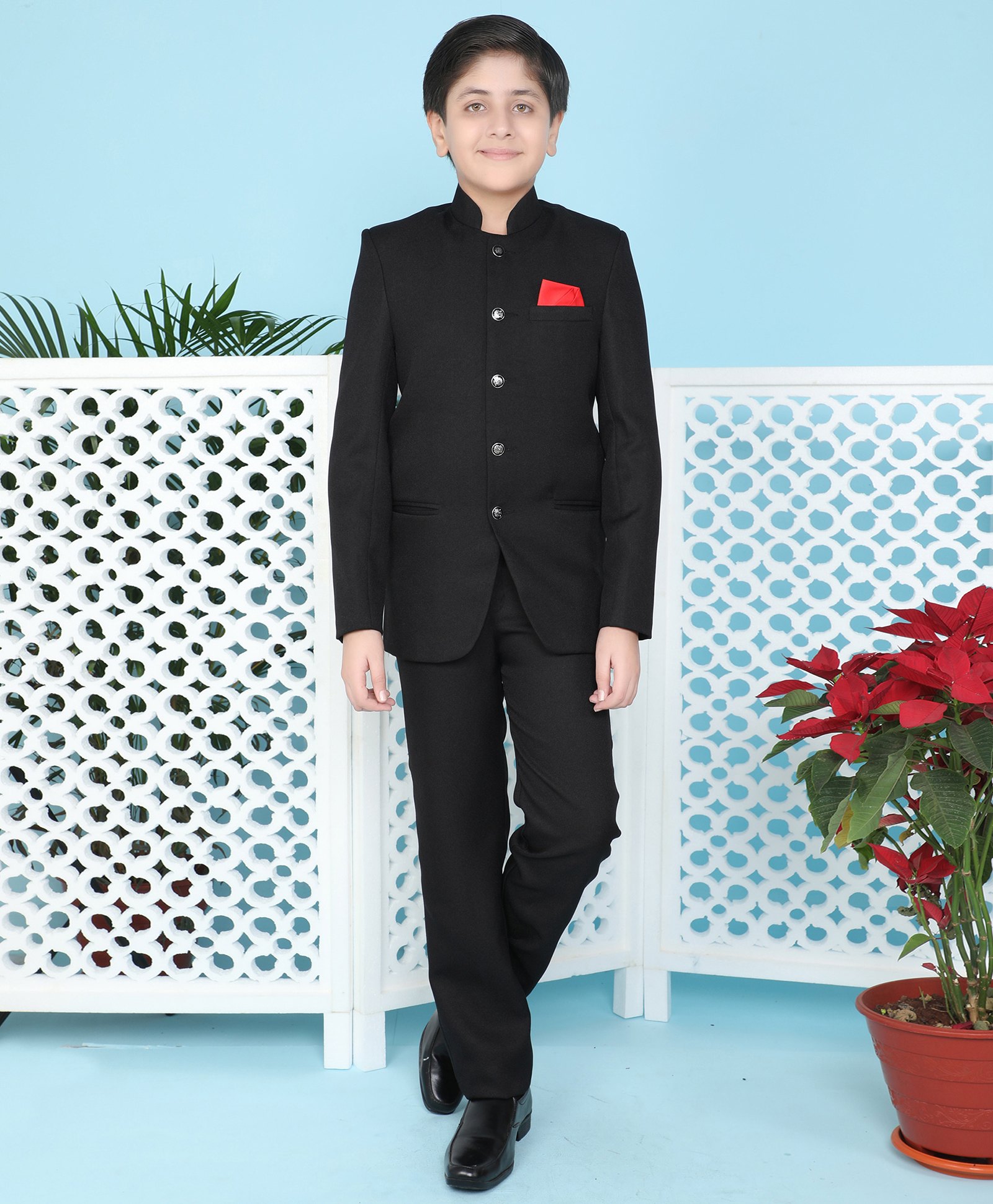 Jeet Ethnics Full Sleeves Solid Jodhpuri Coat & Pant Set - Black-picture-33