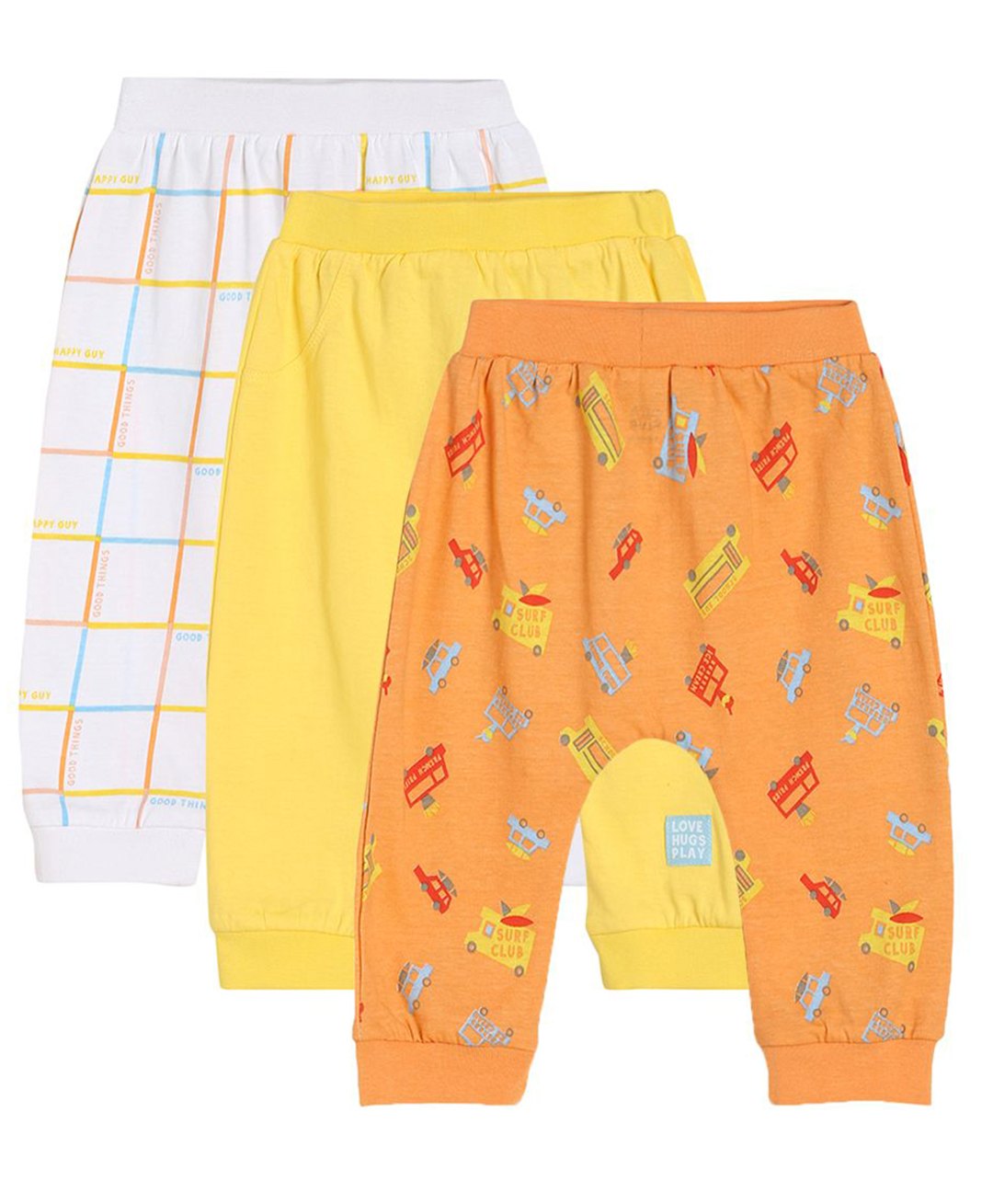 MINI KLUB Pack Of 3 Solid & Vehicles Printed Pants - Multi Colour-picture-13