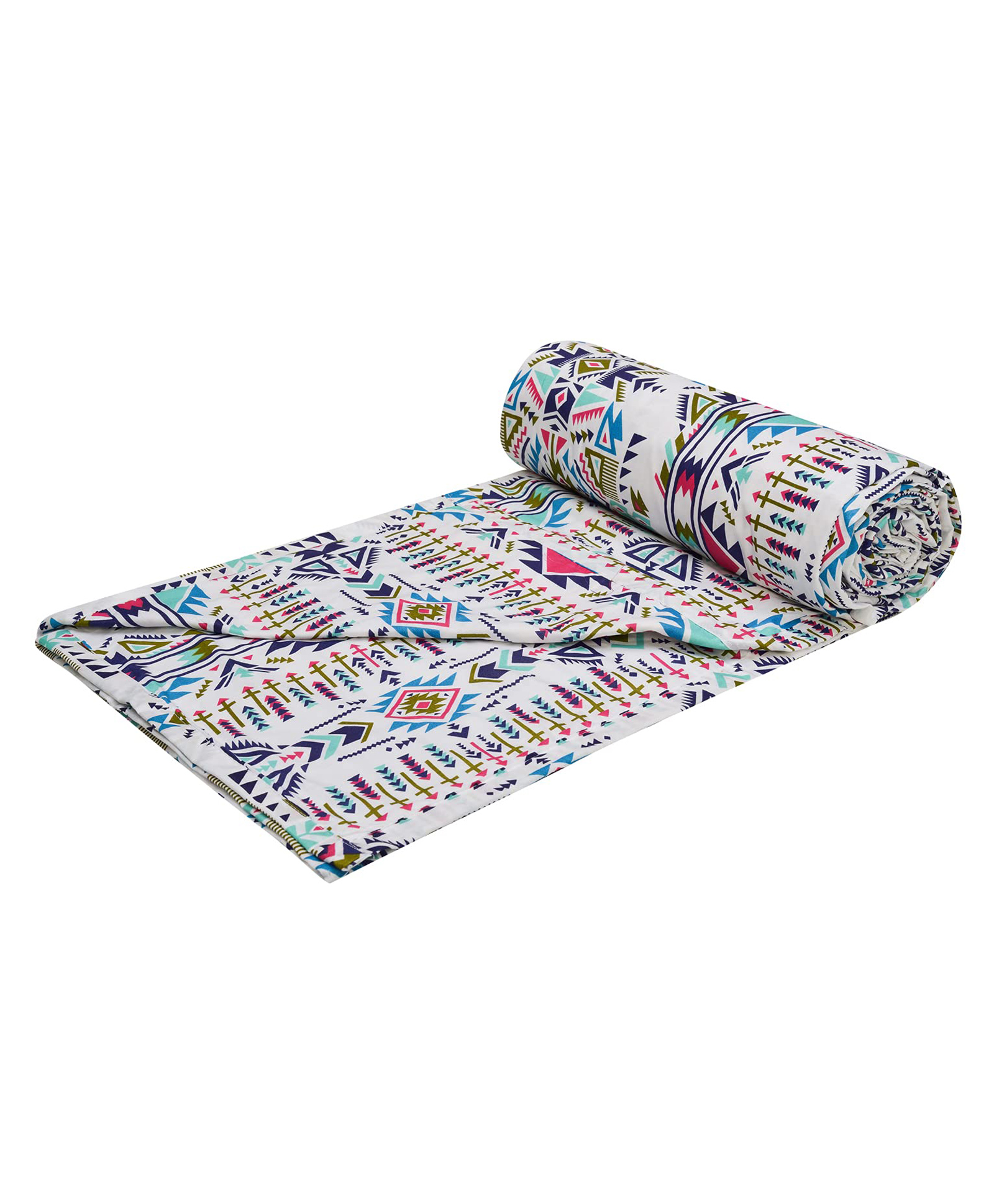 Trance Home Linen Pure Malmal Cotton Multipurpose Baby Dohar- Aztec Sea Blue-picture-32