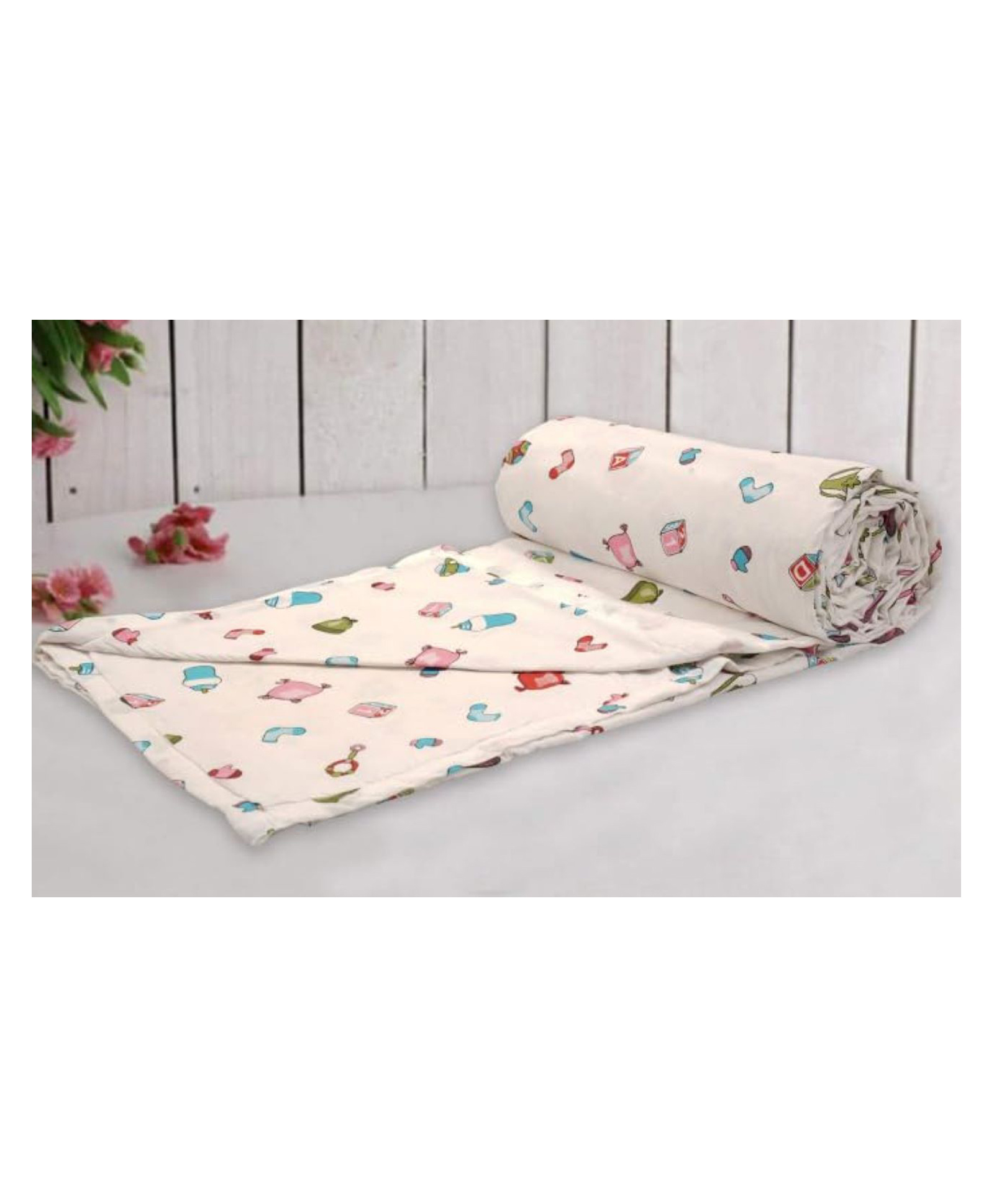 Trance Home Linen Pure Malmal Cotton Multipurpose Baby Dohar - Caps & Dies-picture-27