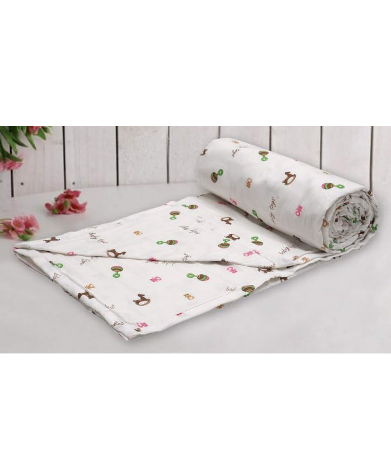 Trance Home Linen Pure Malmal Cotton Multipurpose Baby Dohar - Toys-picture-23