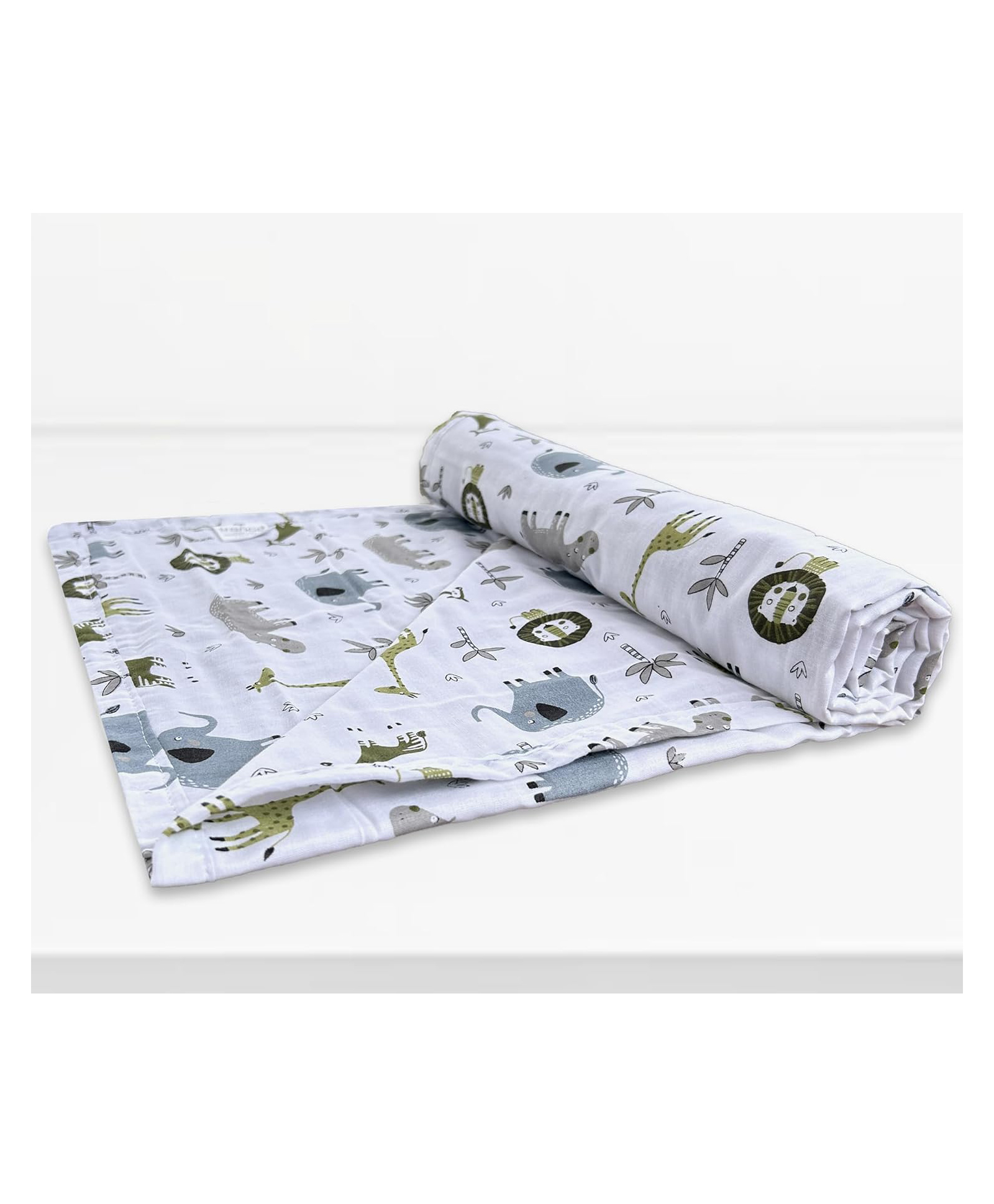 Trance Home Linen Pure Malmal Cotton Multipurpose Baby Dohar - Grey Hippo-image-11