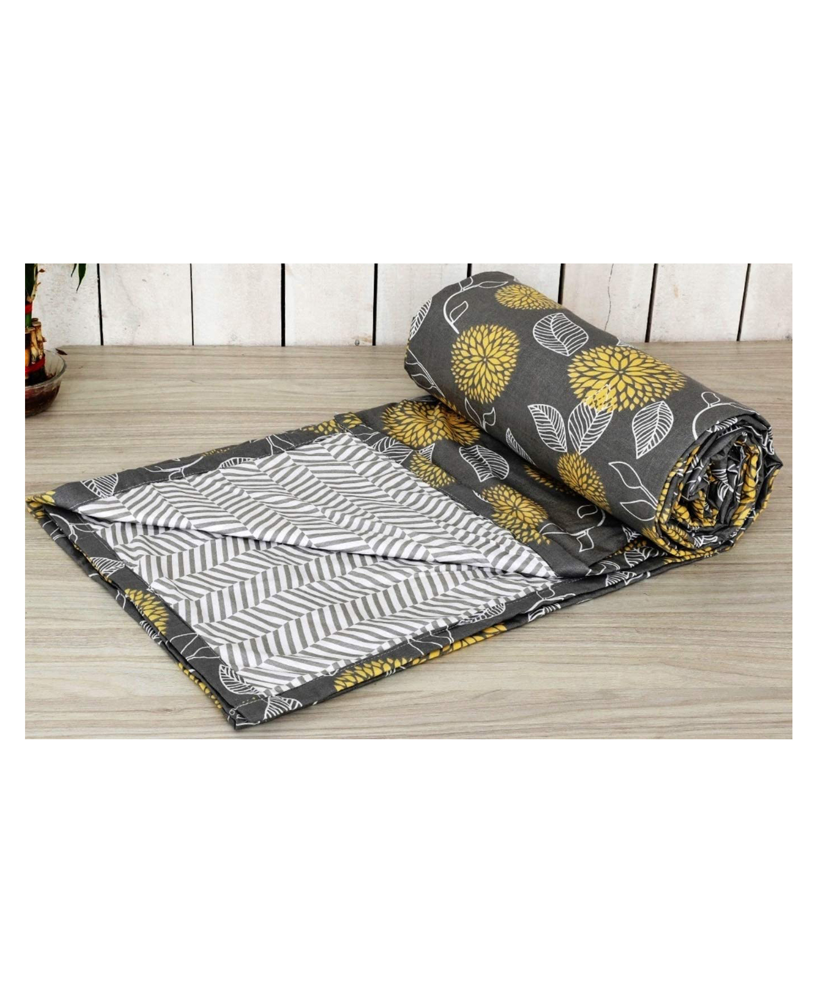 Trance Home Linen Pure Malmal Cotton Multipurpose Baby Dohar - Grey Yellow Abstract-picture-25