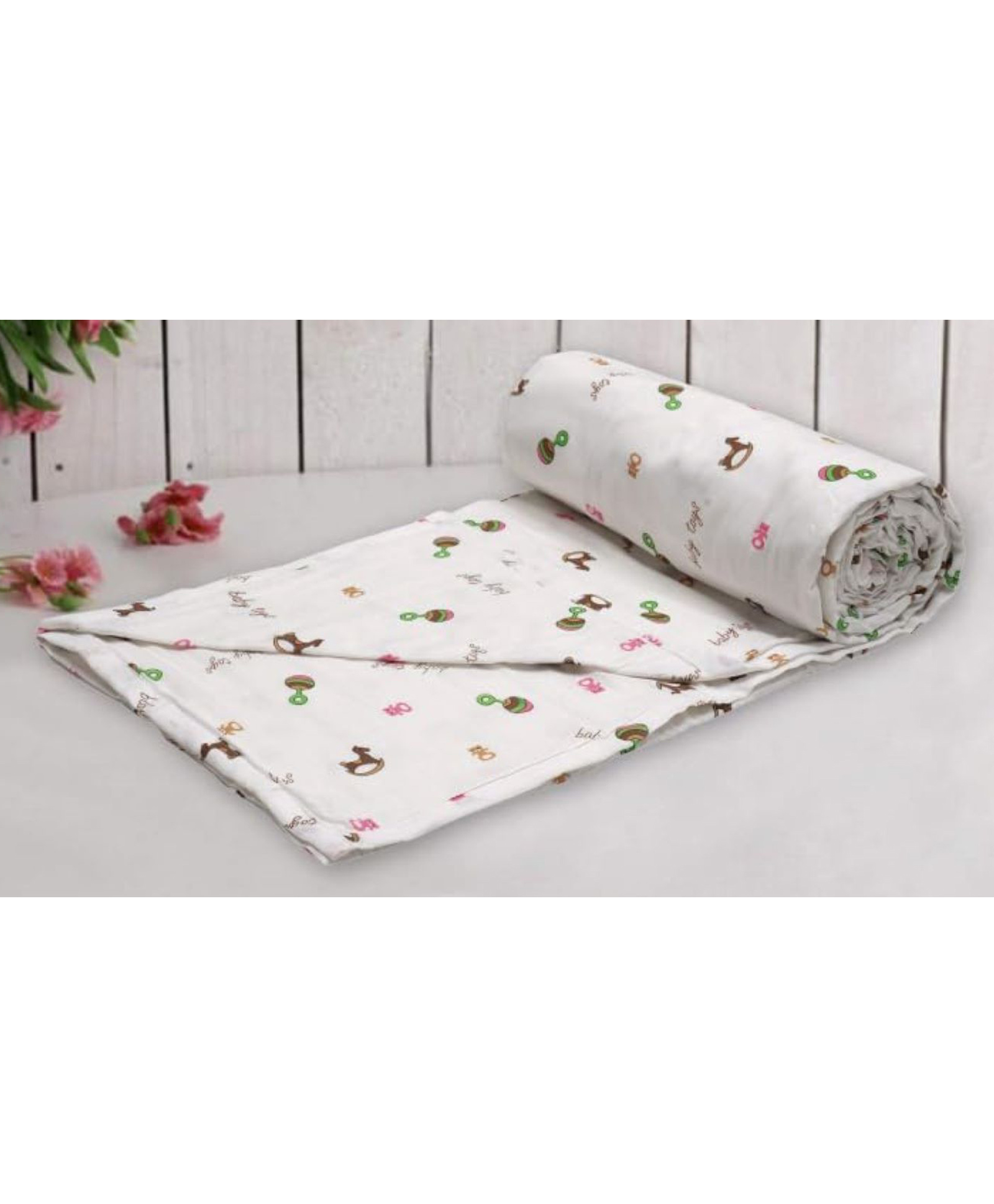 Trance Home Linen Pure Malmal Cotton Multipurpose Baby Dohar - Toys-picture-35