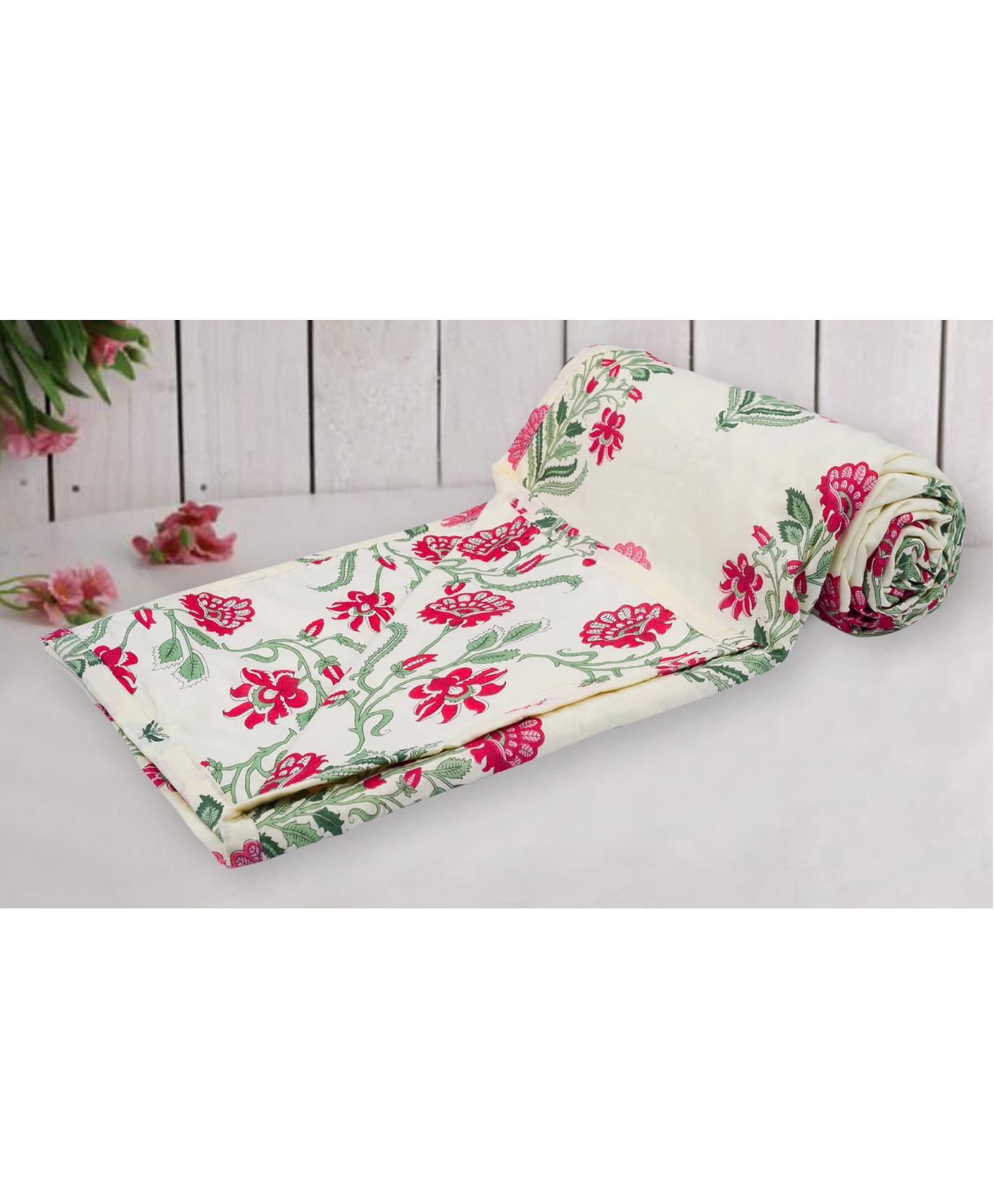 Trance Home Linen 100% Cotton Reversible Dohar Double Bed - Aangan Red-picture-40