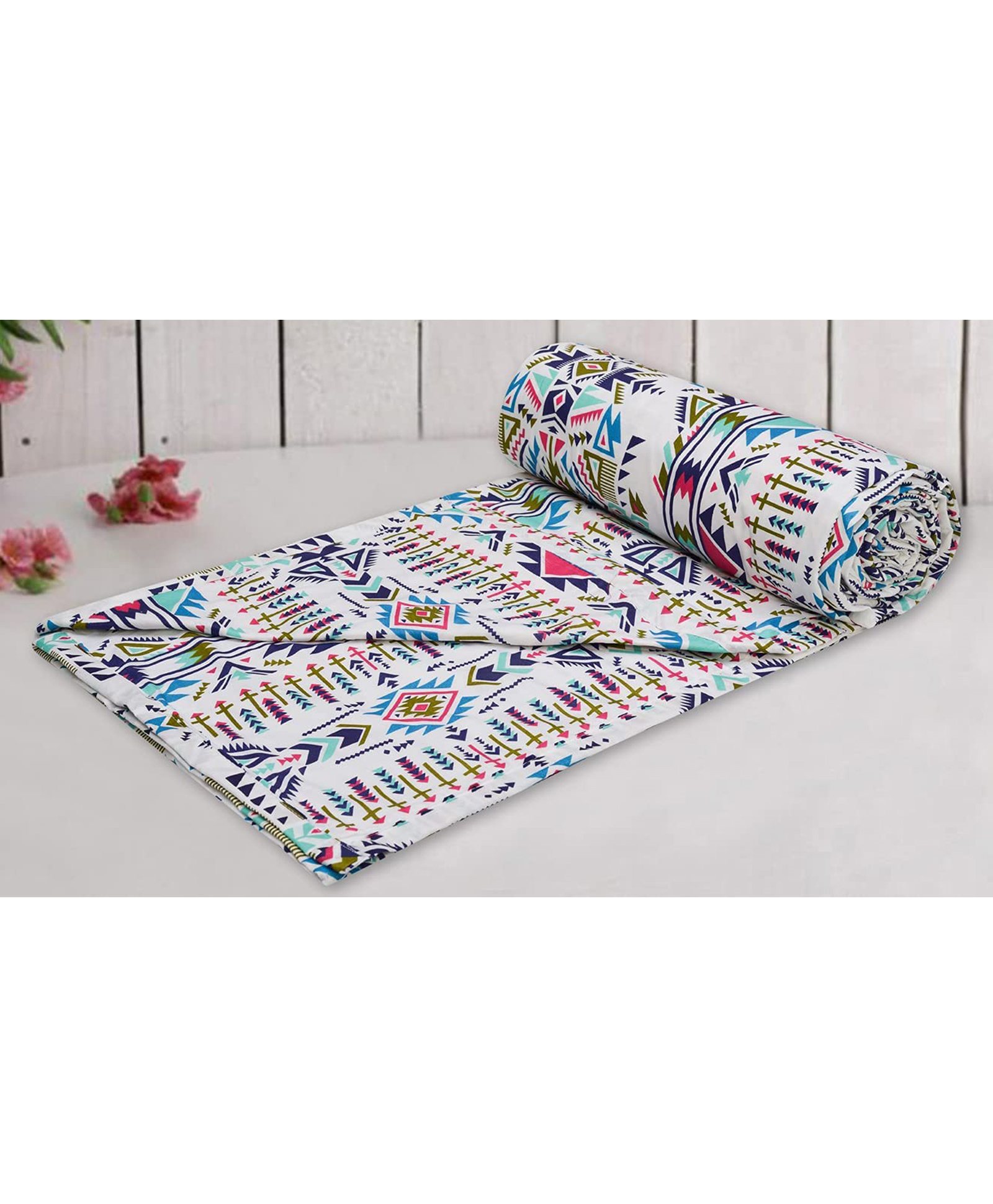 Trance Home Linen 100% Cotton Reversible Dohar Double Bed - Azetic Sea Blue-picture-17