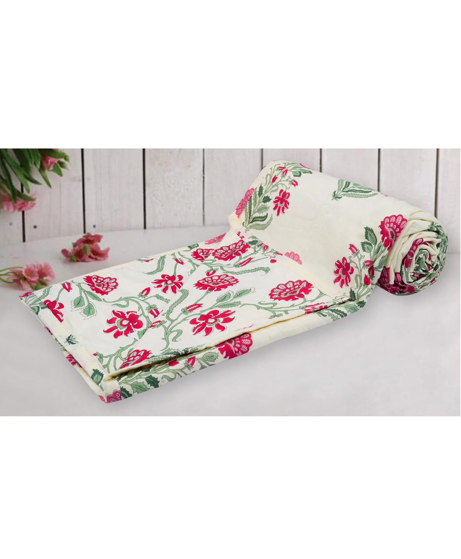 Trance Home Linen 100% Cotton Reversible Dohar Single Bed - Aangan Red-picture-37
