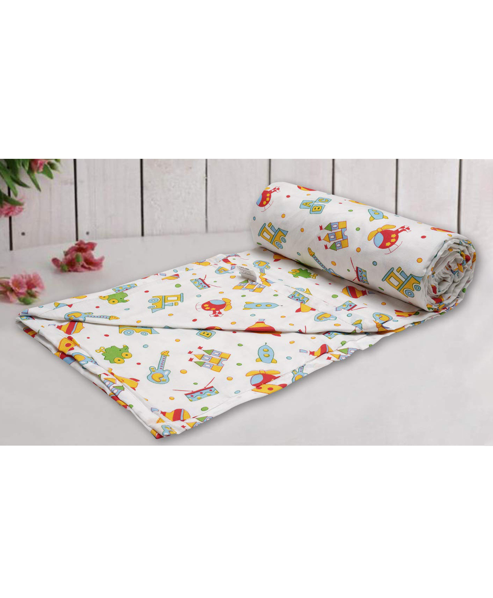 Trance Home Linen 100% Cotton Reversible Dohar Single Bed - Alphabet with Dolls-picture-15