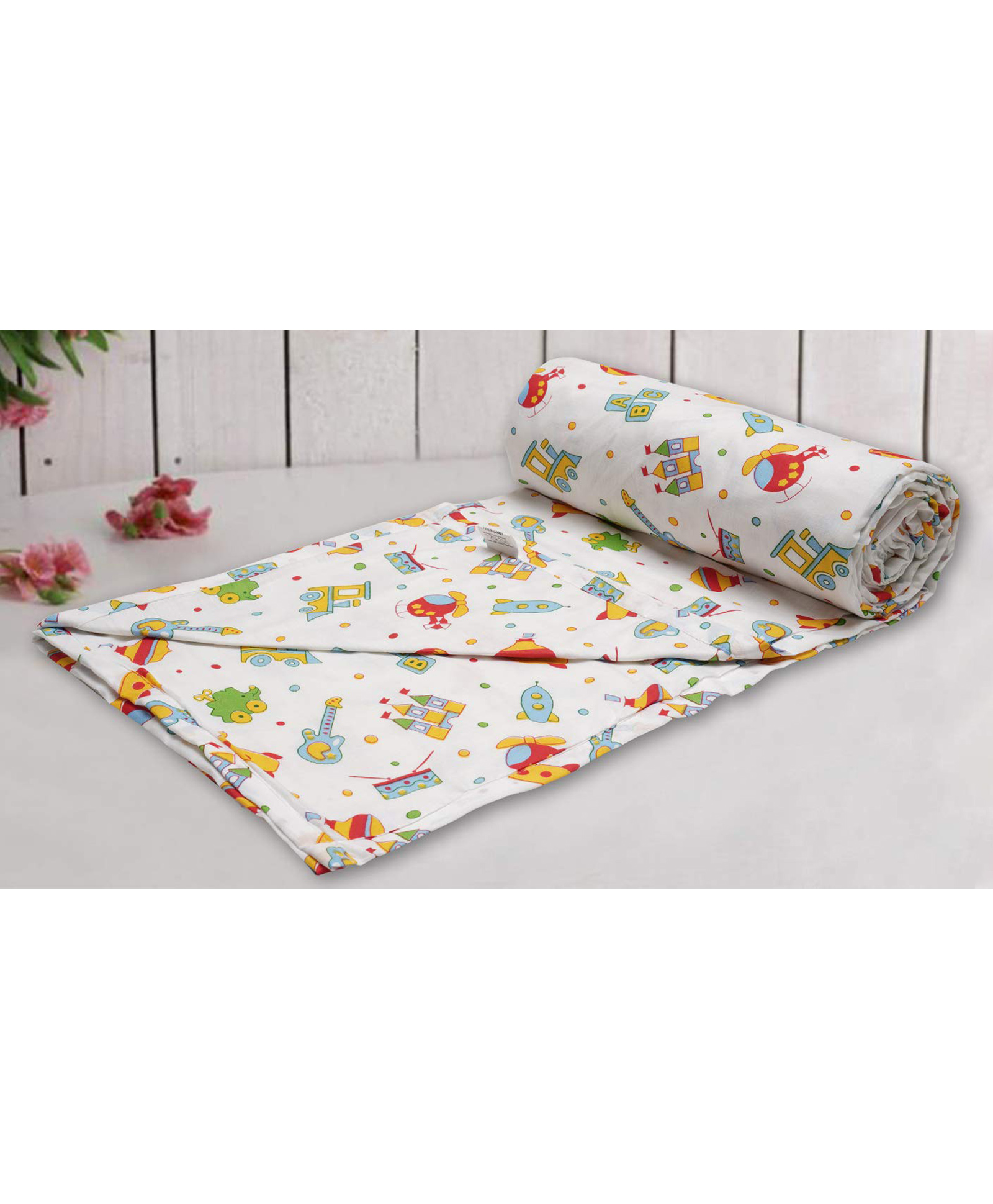 Trance Home Linen 100% Cotton Reversible Dohar Single Bed - Alphabets with Dolls-picture-34