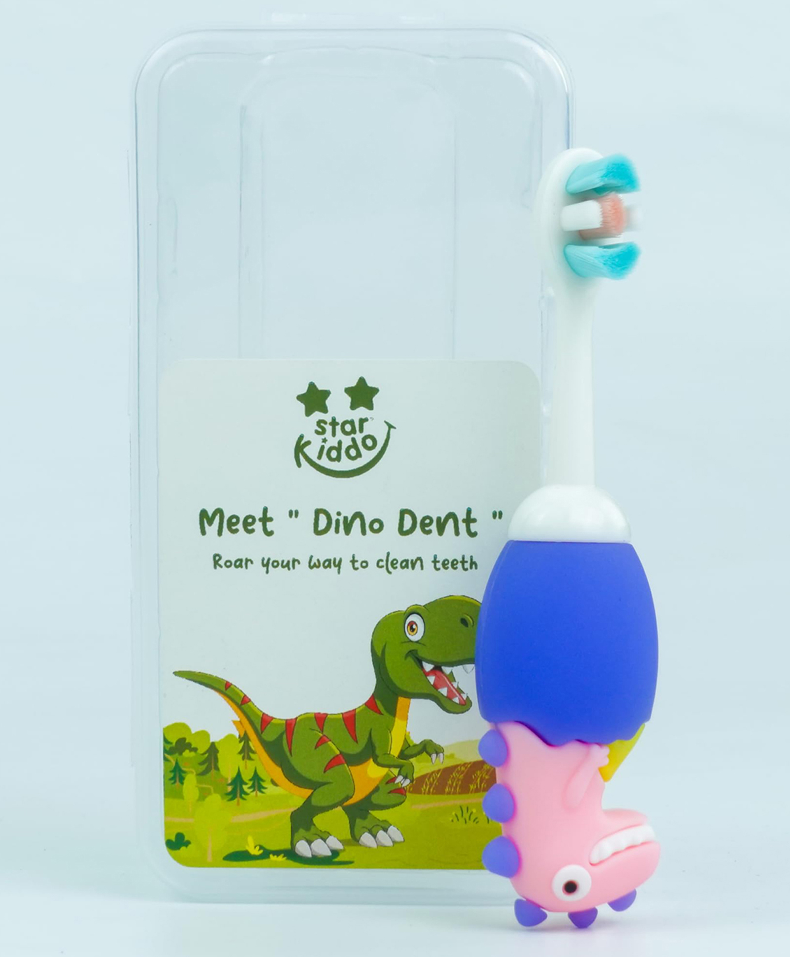 StarKiddo Dino Dent Silicone Baby Toothbrush | BPA-Free |Soft Bristles| (1 years- 3 years) (Purple)-image-33