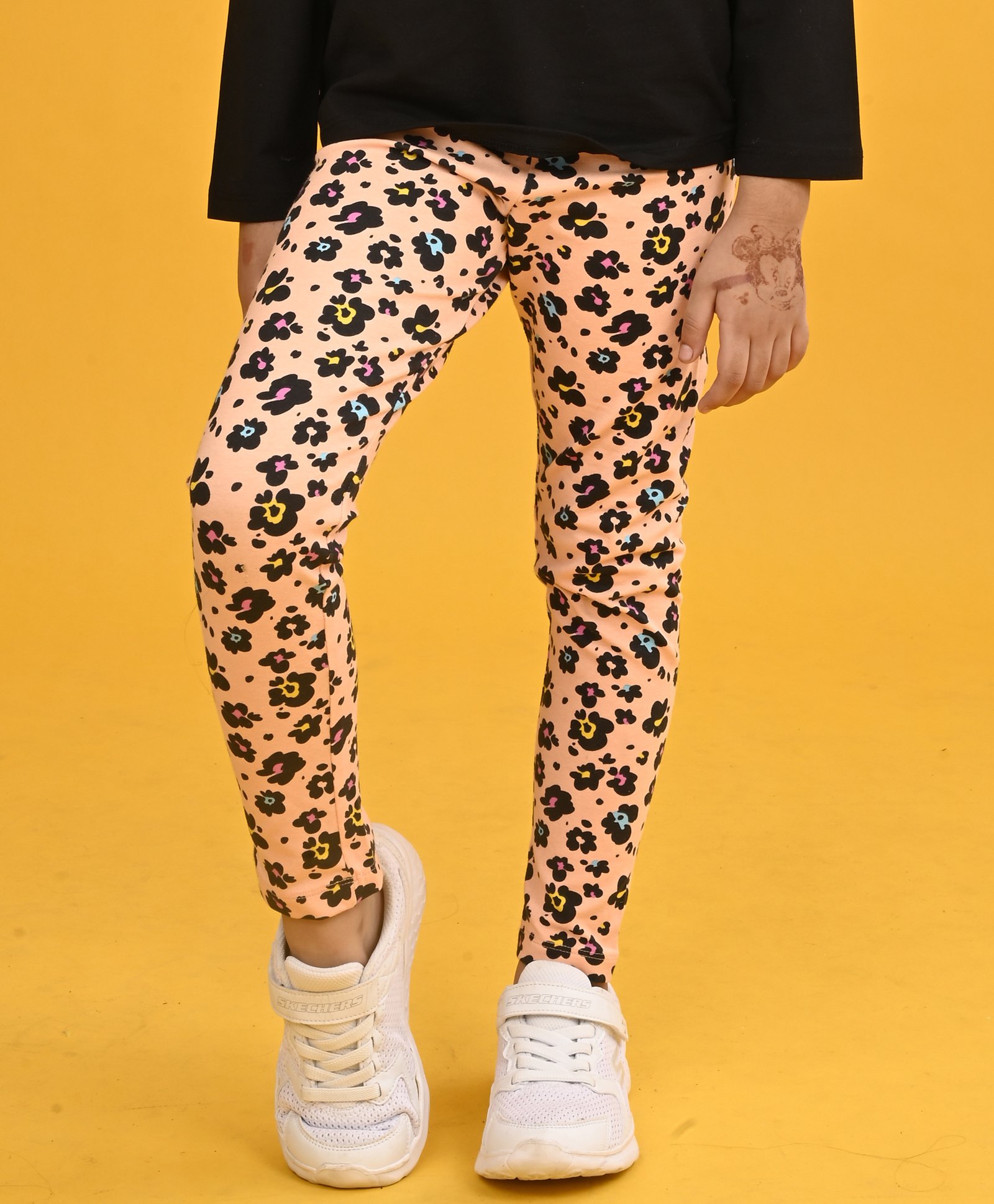 Anthrilo Lycra Leopard Printed Leggings - Peach-picture-16