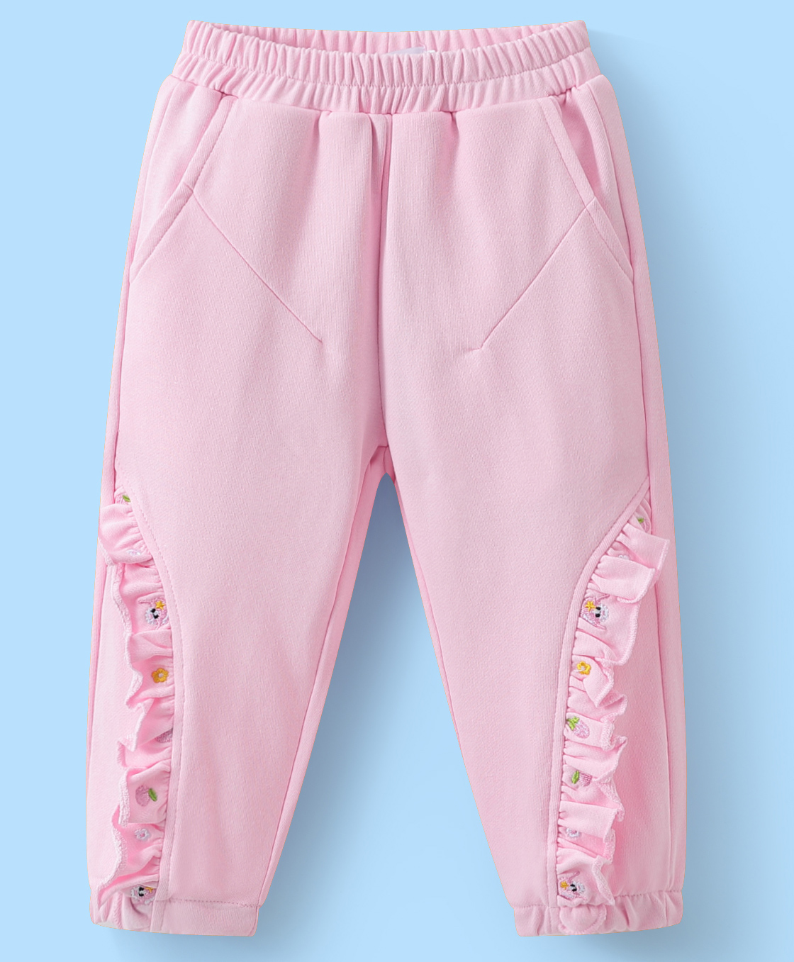 Mark & Mia Full Length Cotton Trouser With Frill Detailing - Pink-picture-19
