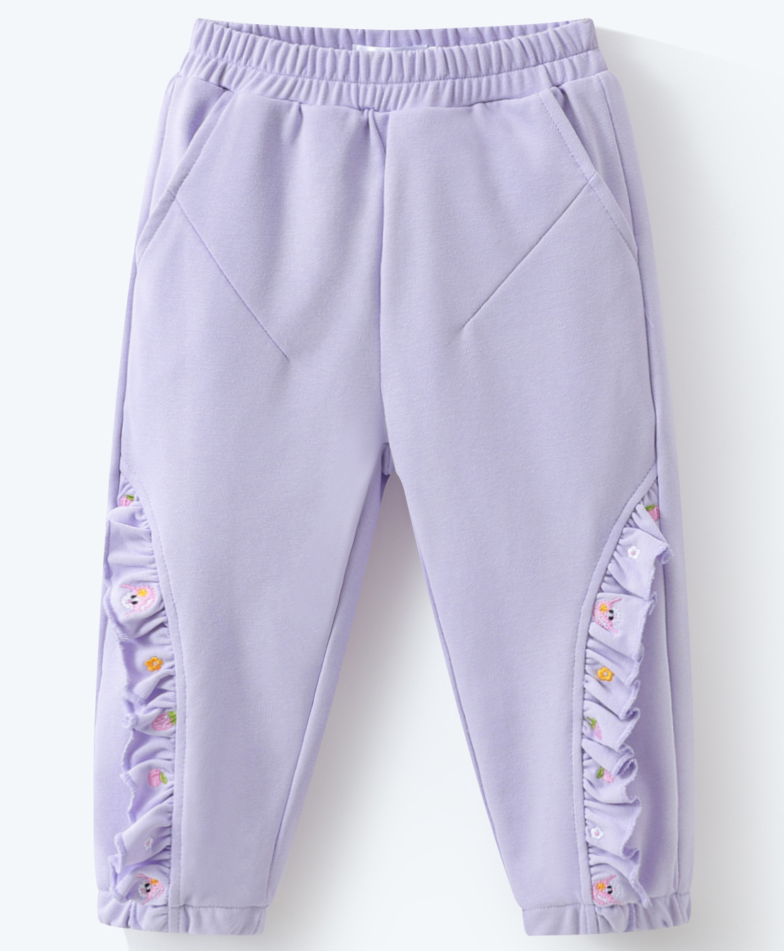Mark & Mia Full Length Cotton Trouser With Frill Detailing - Purple-picture-20