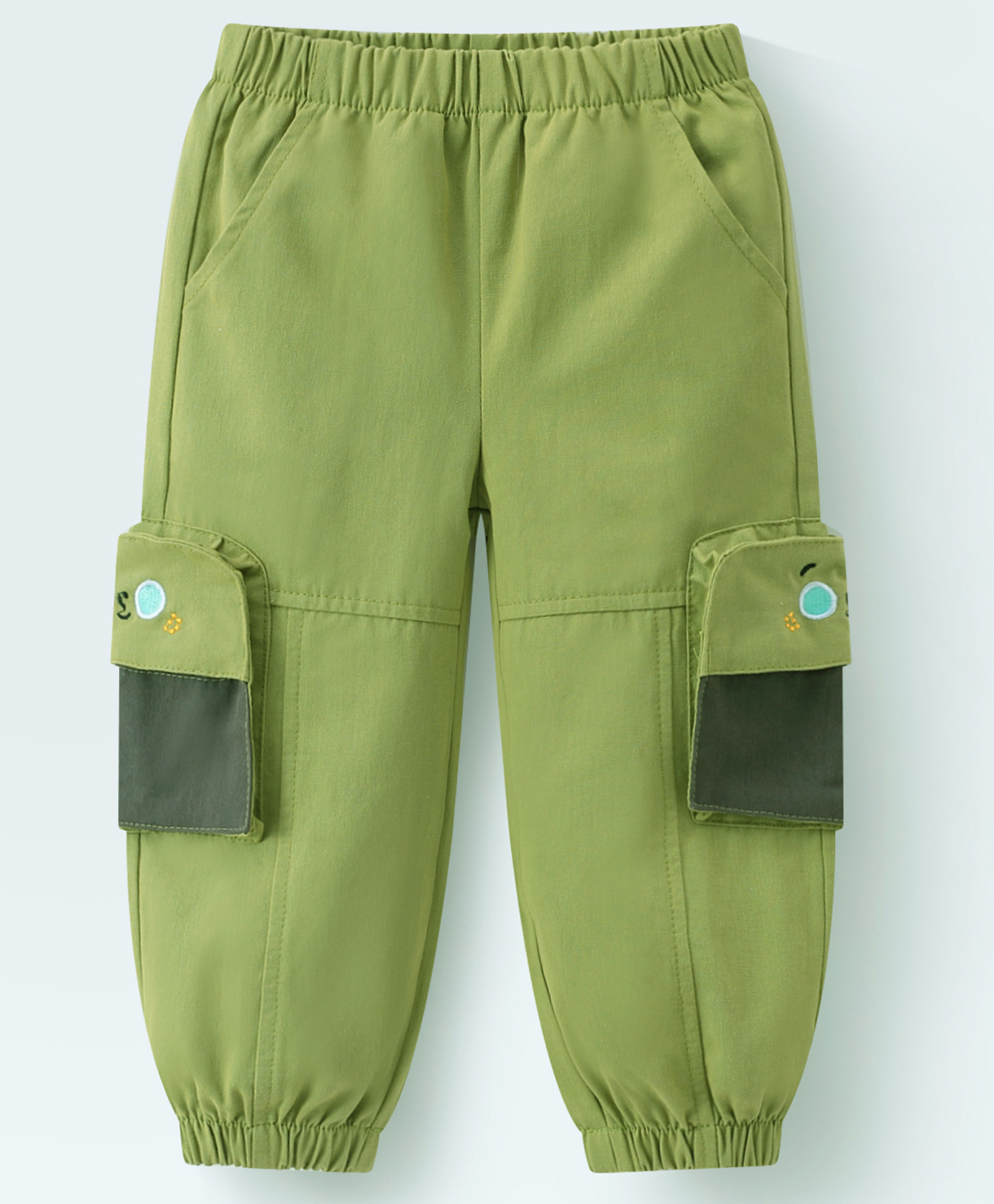 Mark & Mia Full Length Cotton Solid Trouser With Cargo Pockets - Green-picture-22