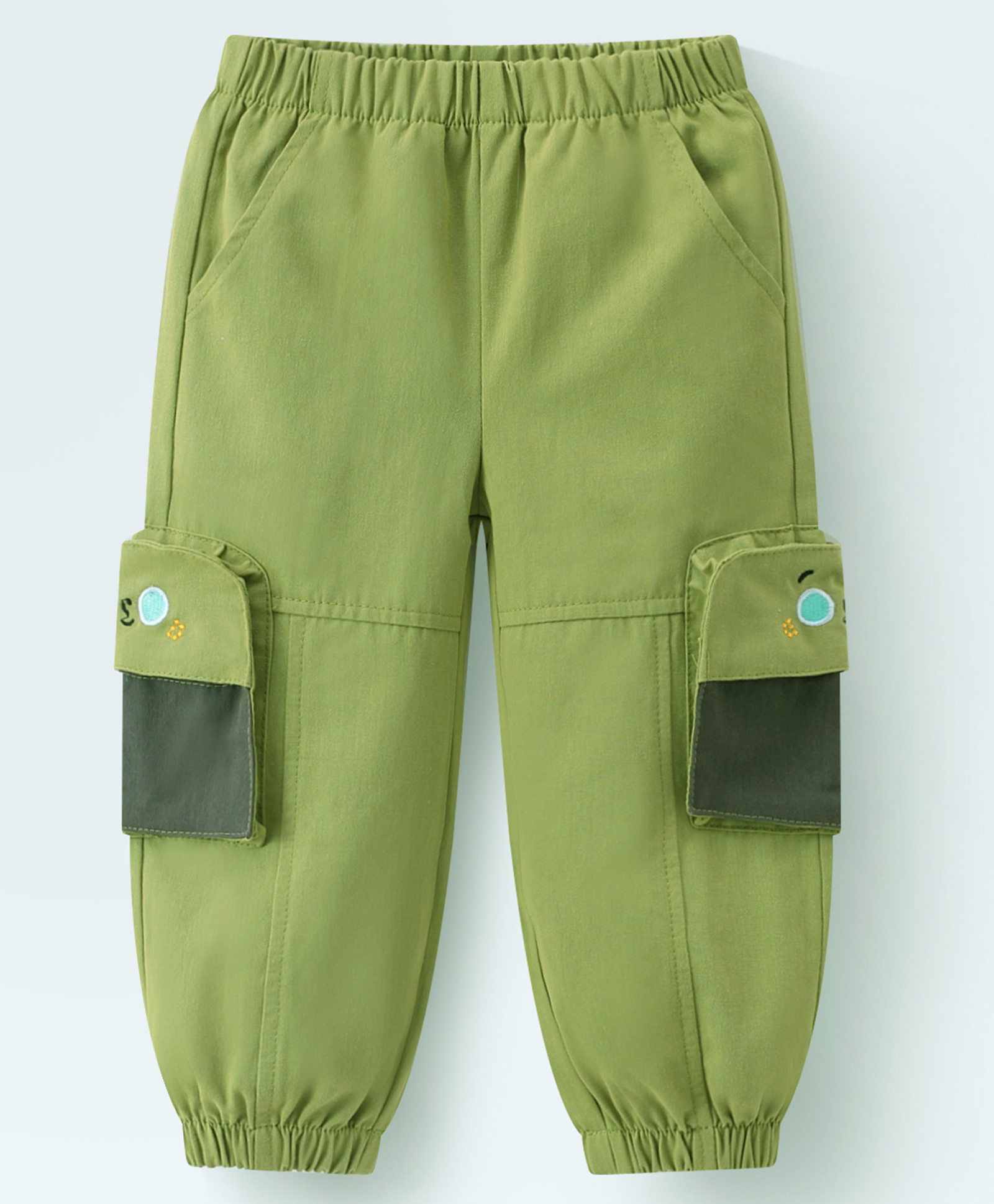 Mark & Mia Full Length Cotton Solid Trouser With Cargo Pockets - Green-picture-12