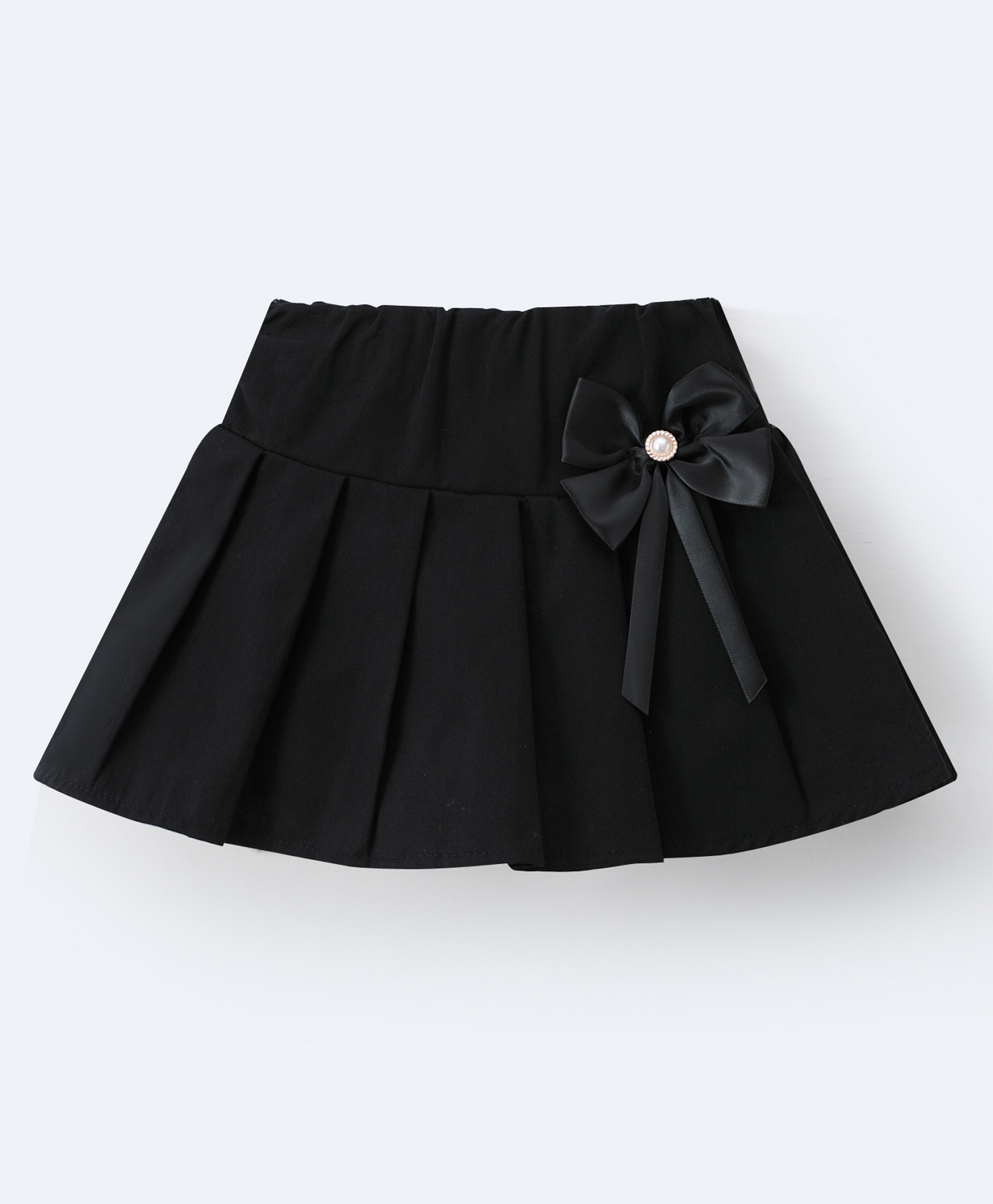 Mark & Mia Cotton Above Knee Length Skirt with Bow Applique - Black-picture-10