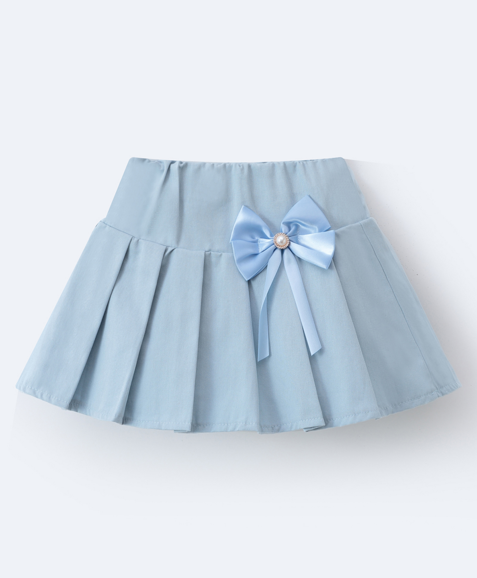 Mark & Mia Cotton Above Knee Length Skirt with Bow Applique - Light Blue-picture-11