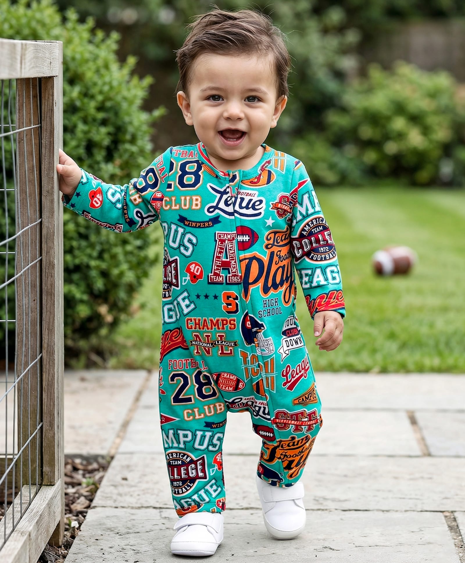 Babyhug 100% Cotton Knit Full Sleeves Romper withText Print - Mint Green-image-21