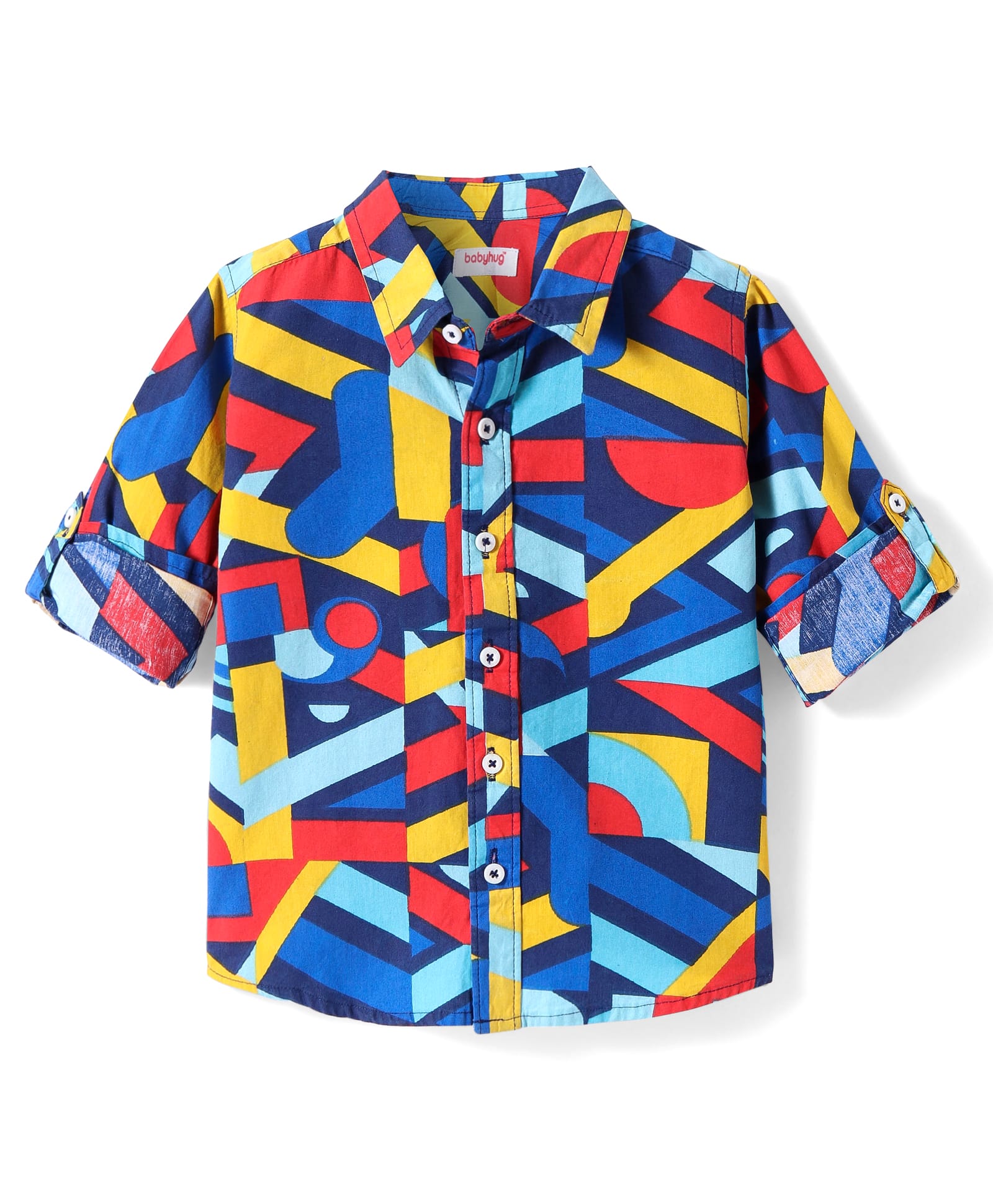 Babyhug Cotton Woven Full Sleeves Abstract Printed Shirt - Navy Blue-picture-20