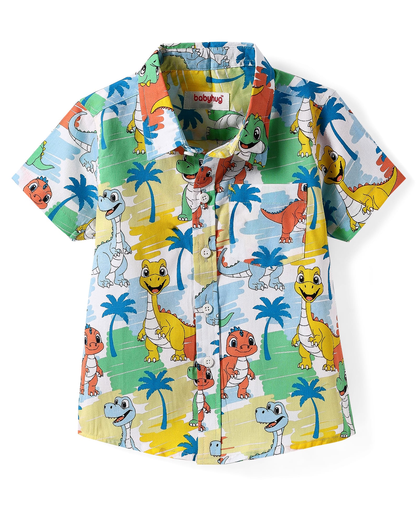 Babyhug Cotton Woven Half Sleeves Dino Printed Shirt - Multicolour-picture-13
