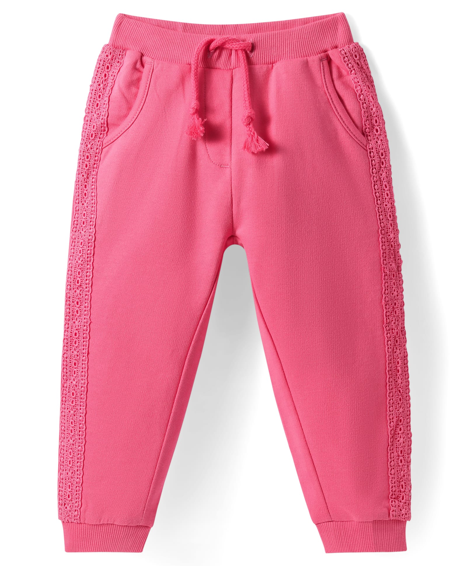 BabyhugTerry Knit Full Length Lounge Pants with Crochet Detailing - Dark Pink-image-23