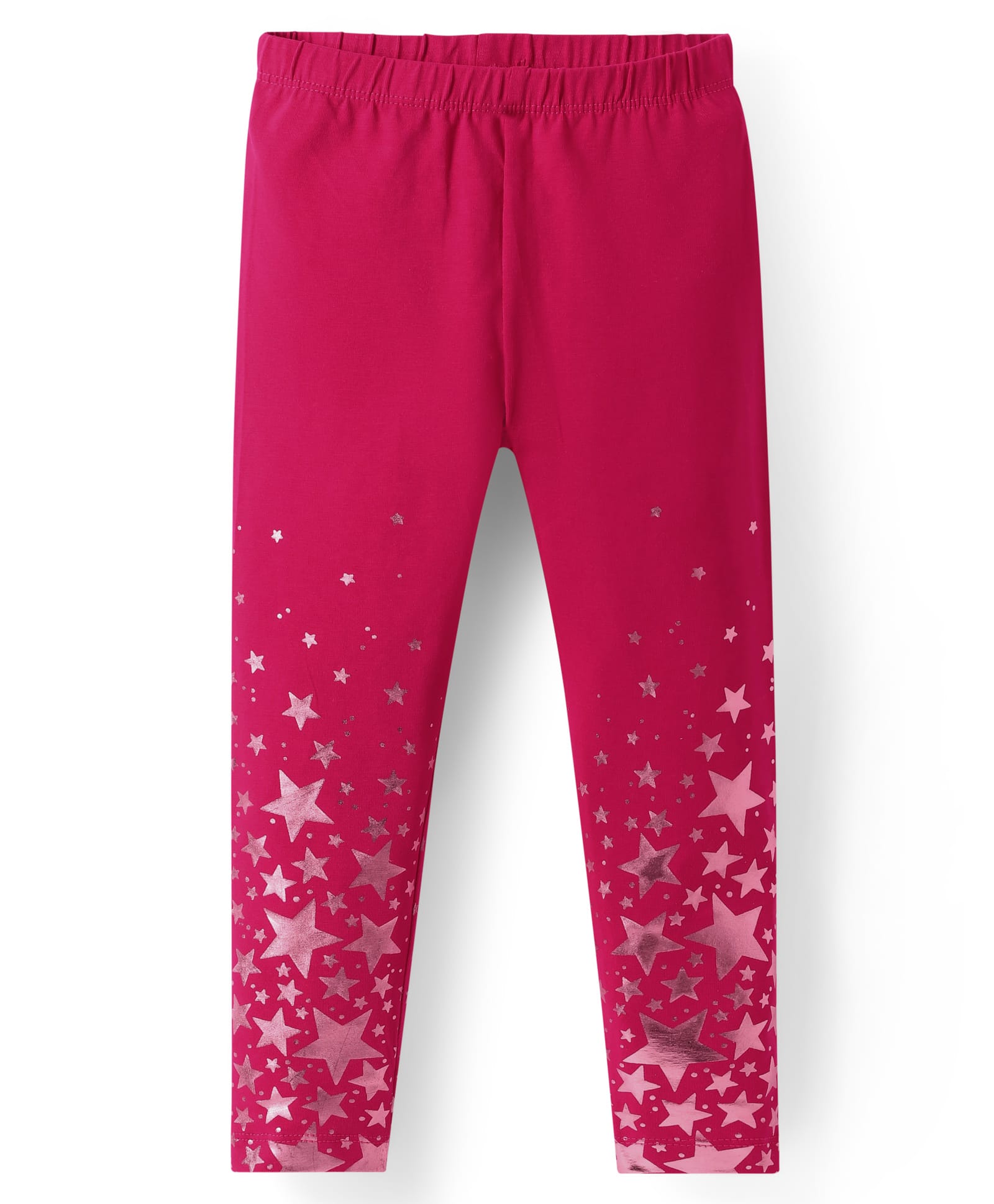 Babyhug Cotton Lycra Knit Legging With Star Print - Red-picture-12