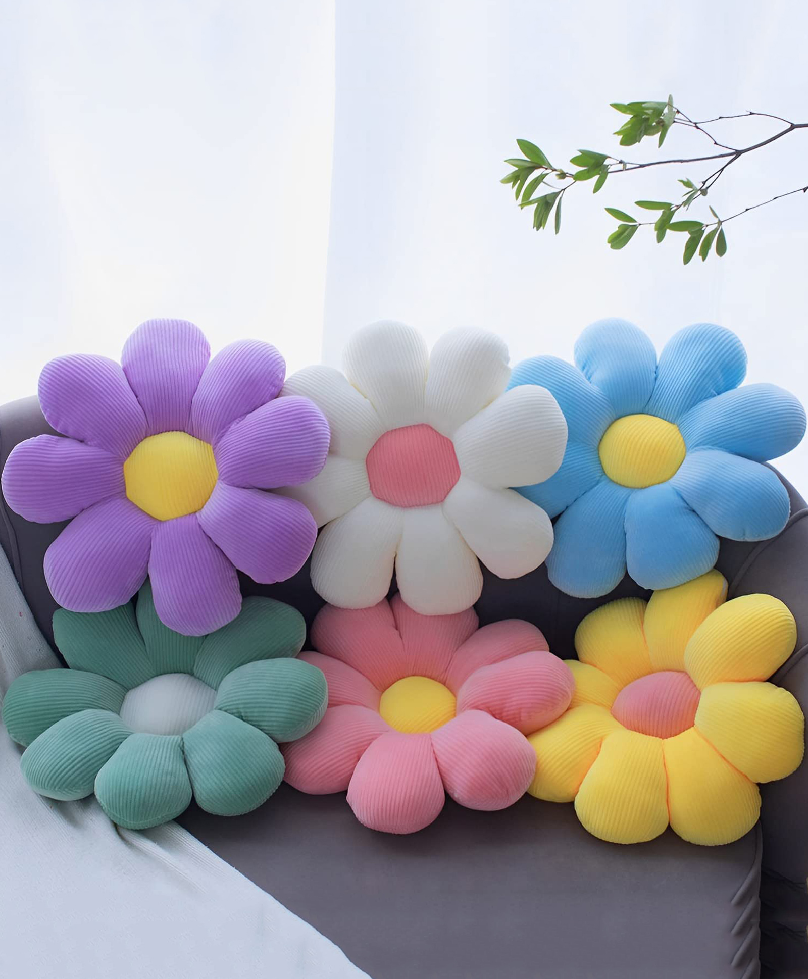 Tickles Polyester 19.6" Flower Floor Seating Pad Sunflower Chair Toy Throw For Comfort Home Decoration (Length - 48 cm; Color: May-Vary)-image-31