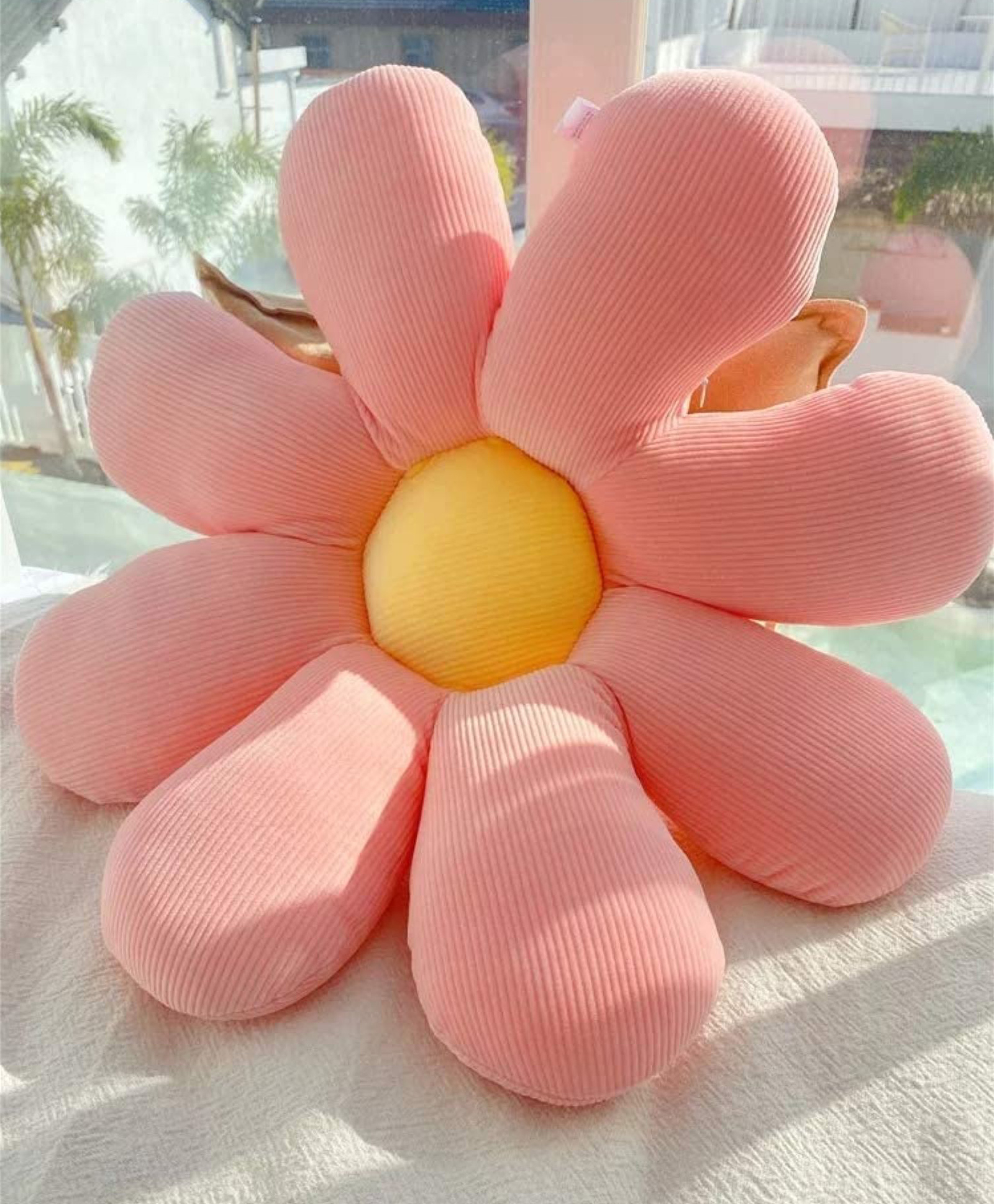 Tickles 19.6" Flower Floor Seating Pad Sunflower Chair Throw toy for Comfort Home Decoration (Length - 48 cm; Color: Pink)-image-1